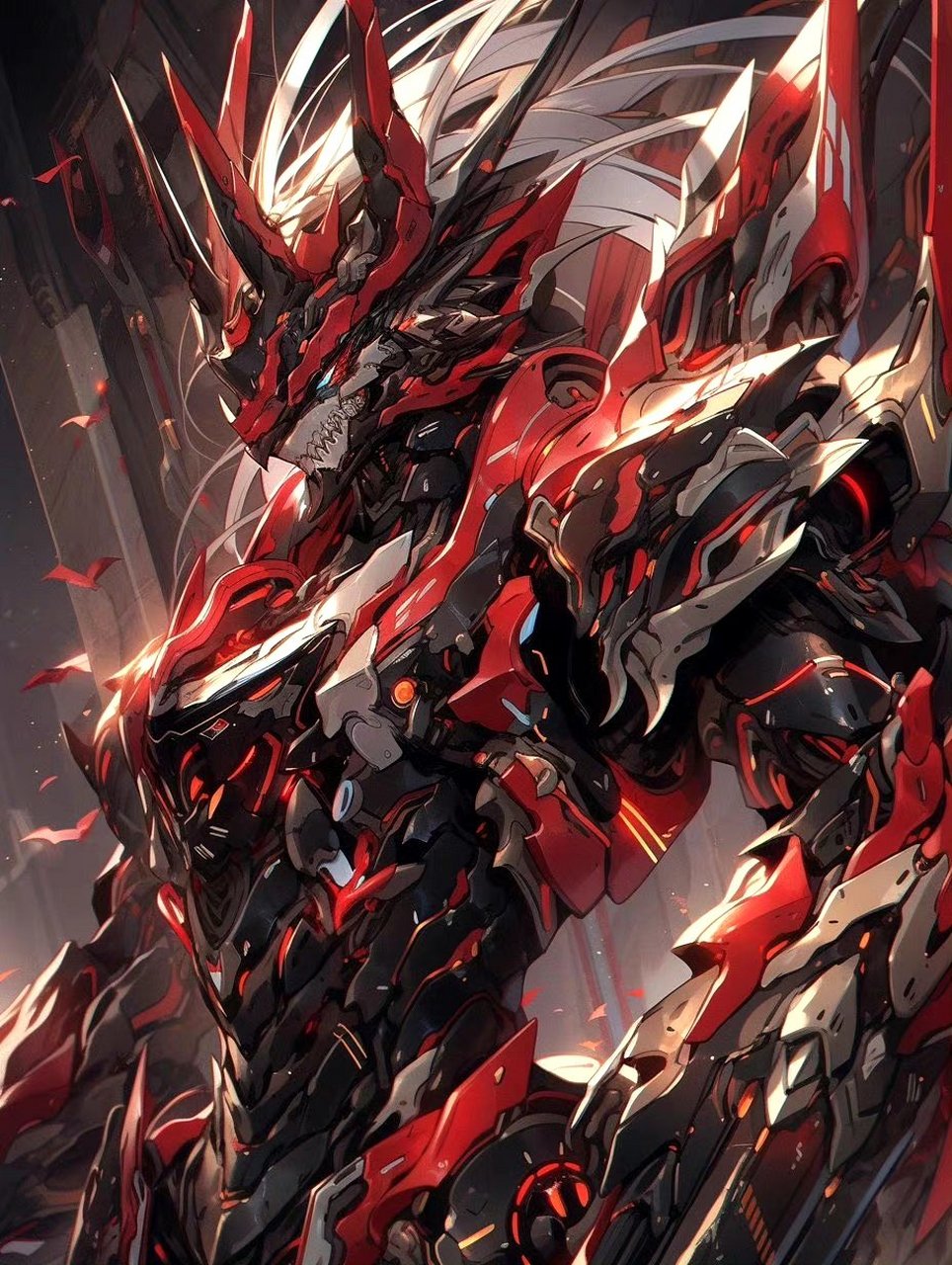 一组ai生成的机甲作品,主题为"赤金战甲",by midjourney.