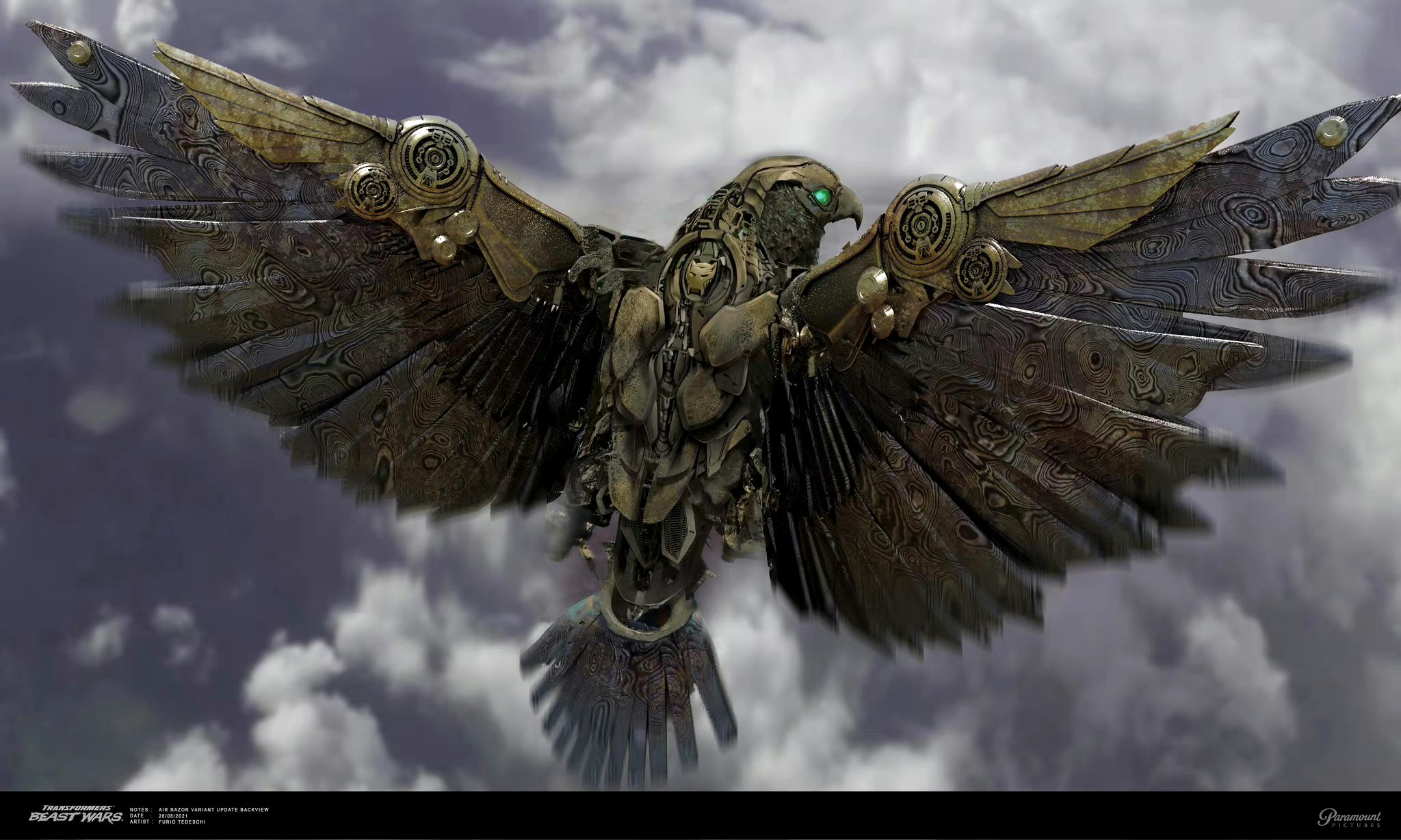 《变形金刚:超能勇士崛起》飞箭勇士早期形象设计,设计师 furio