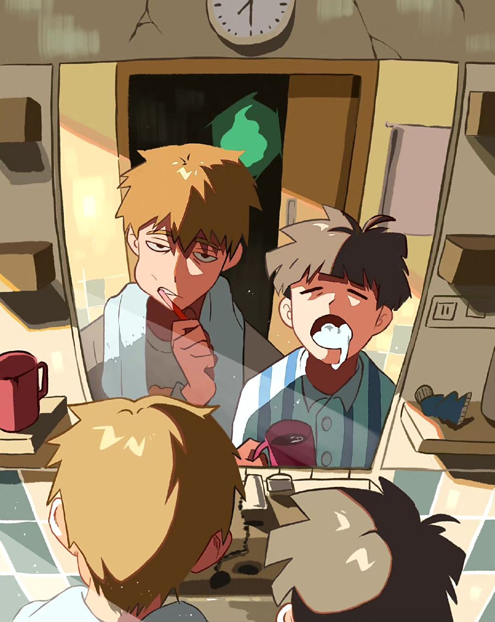 一组动漫《灵能百分百》角色插画欣赏,展现了角色们驱魔以外的日子,by