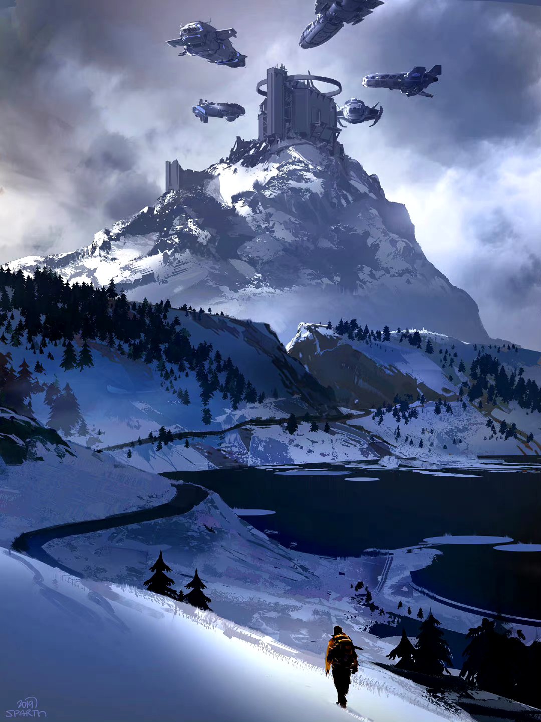 一组科幻场景作品欣赏,作者将机械与风景完美结合,by sparth.