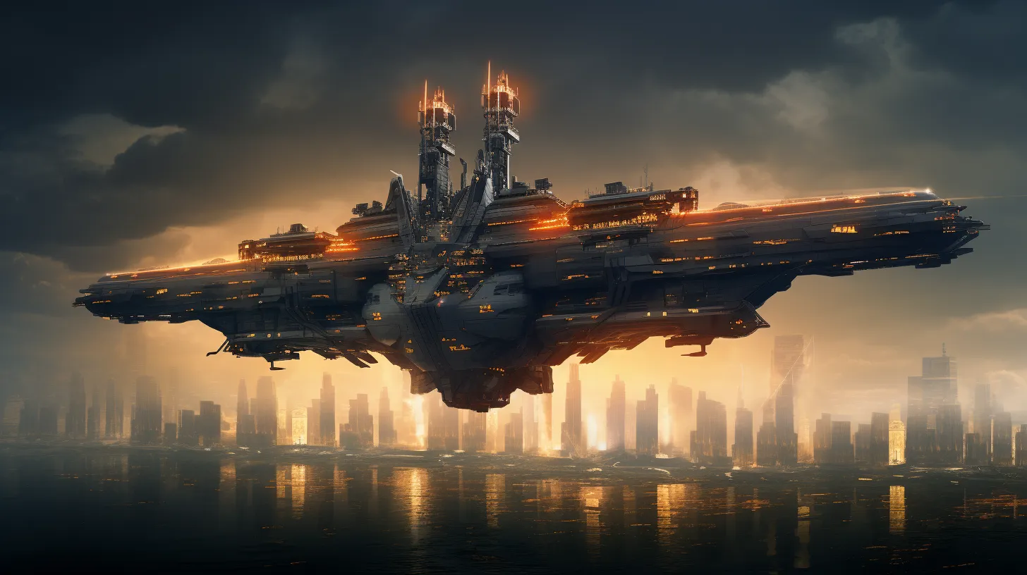 ai生成的一组太空战舰设计作品,展现了人类未来各种造型的飞船,期待这