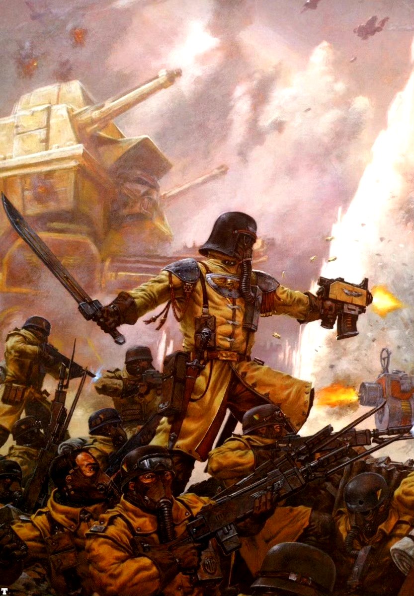 分享一组游戏战锤系列插画作品,用厚重的色彩描绘了军团士兵的战斗