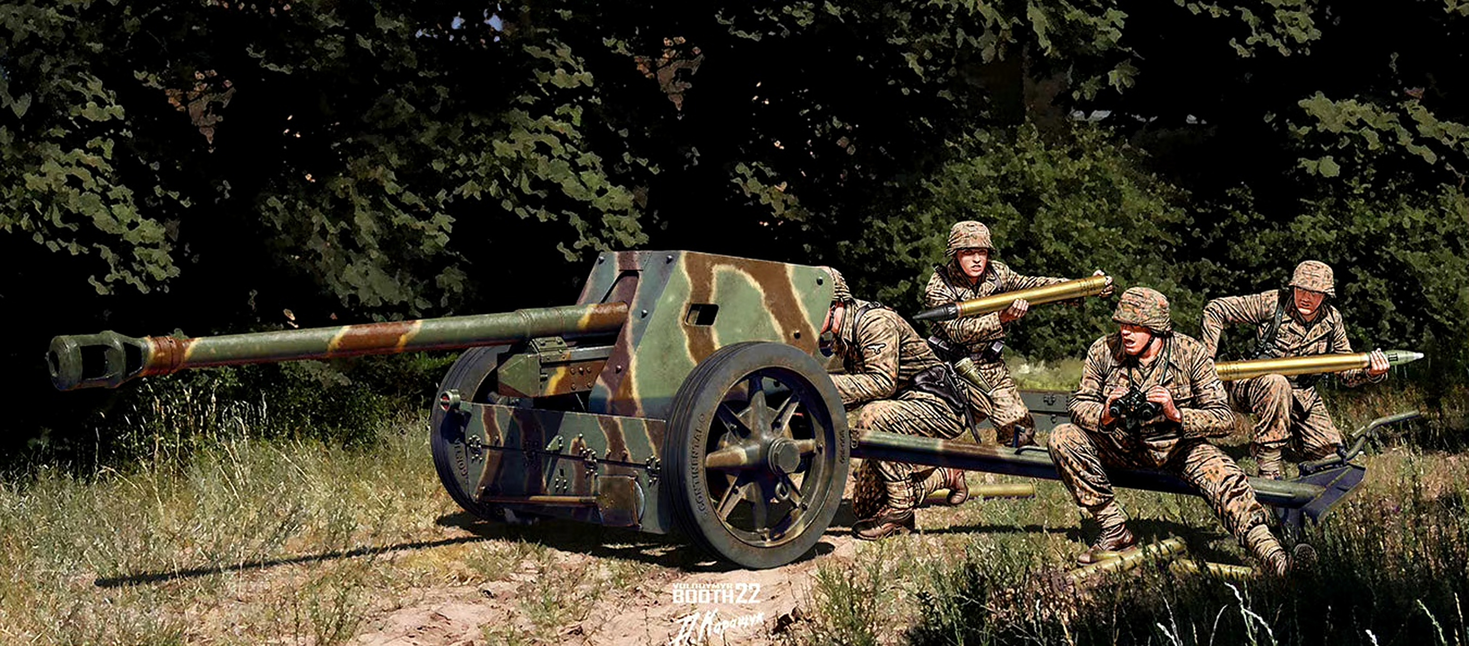 军模欣赏:miniart 1/35 德国75毫米反坦克炮pak 40后期型与精锐炮兵团