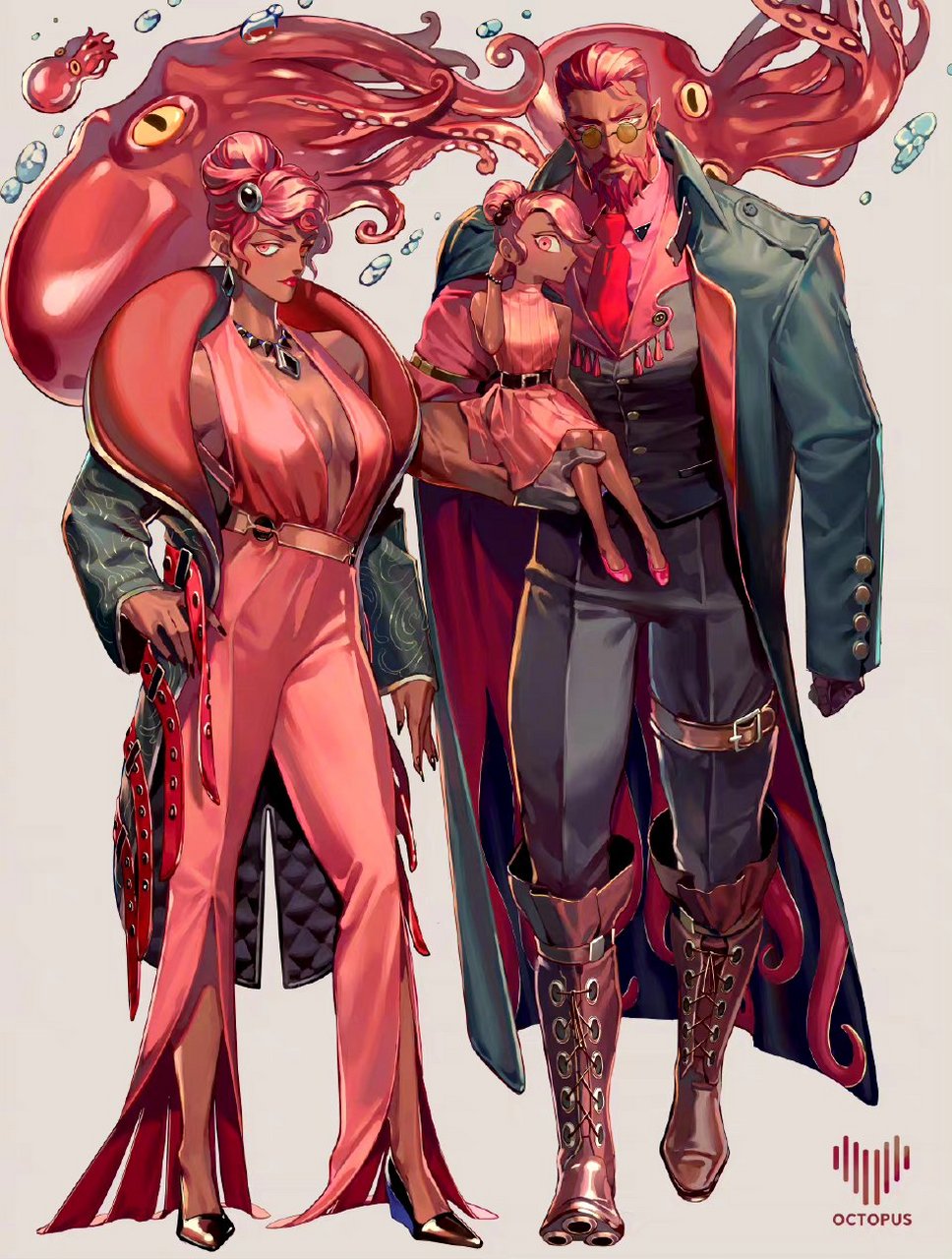 一组海洋动物拟人插画欣赏,by 上野绮士.#动漫# #插画# #二次元