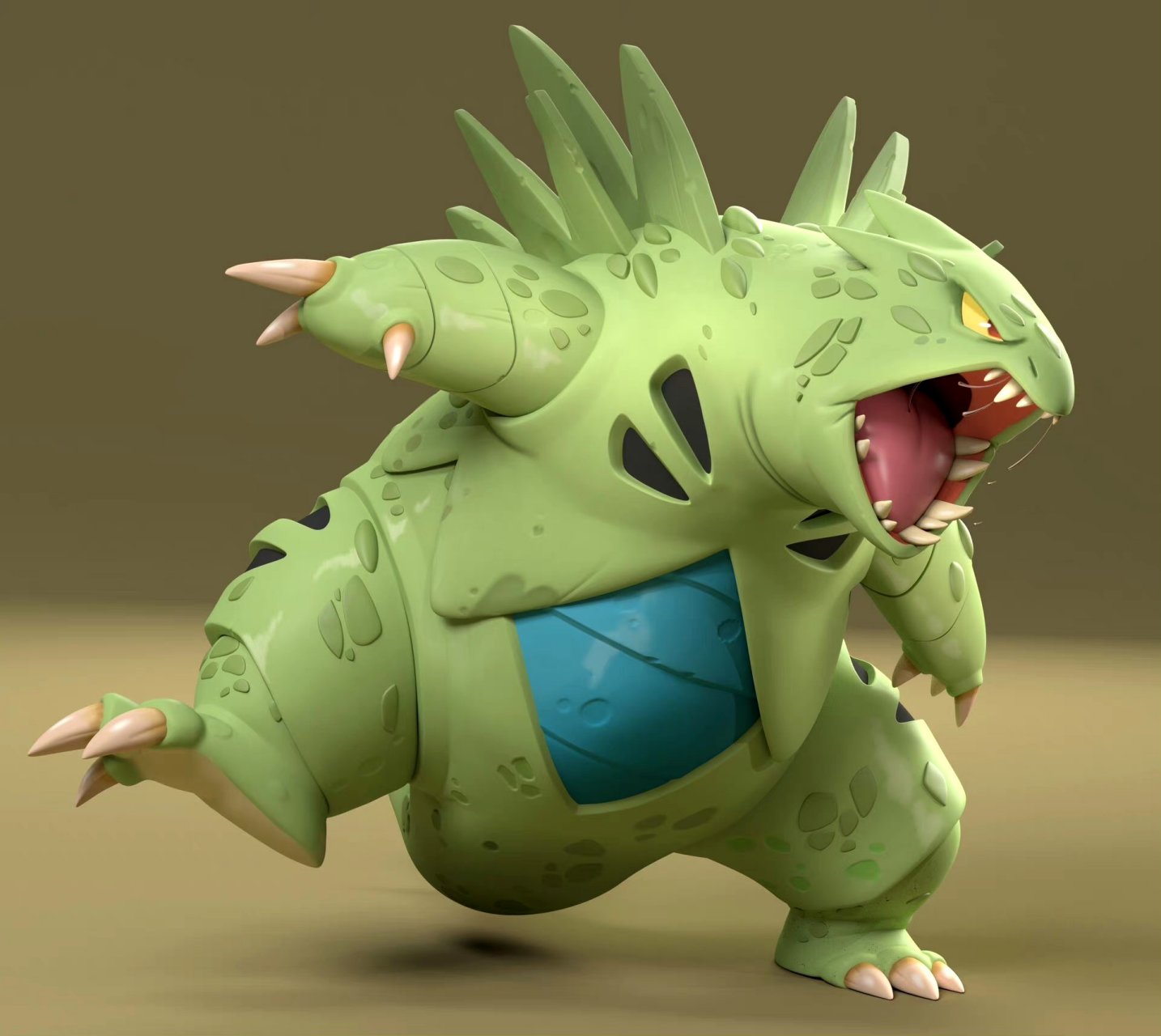 建模欣赏:精灵宝可梦 班基拉斯, 建模师chris silva,参考原画nicola