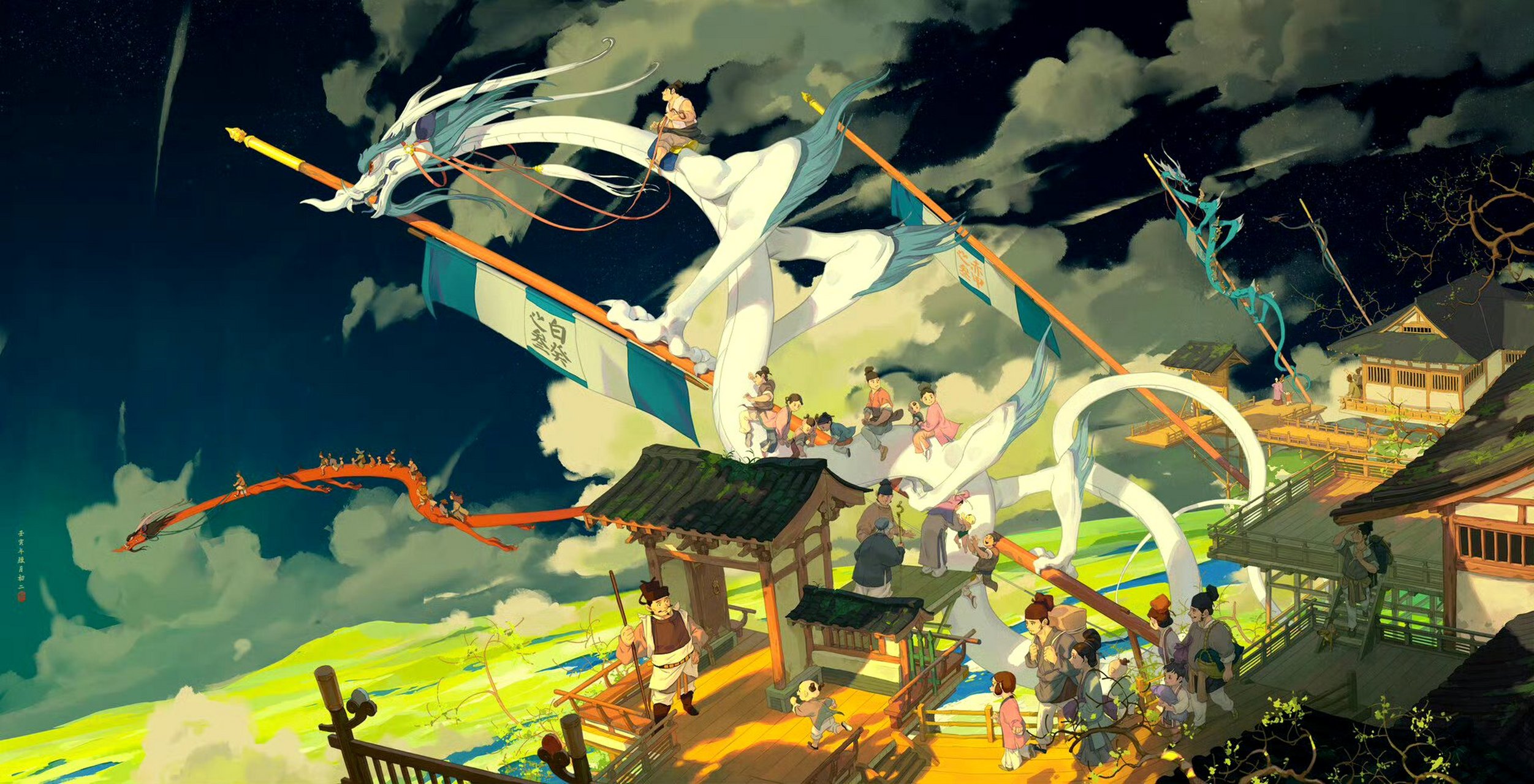 画师huachong幻想题材插画欣赏,饱含东方色彩的灵隐世界.