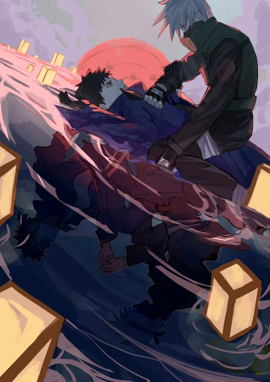 分享一组《火影忍者》同人插画作品,描绘了卡卡西与带土的故事,展现了