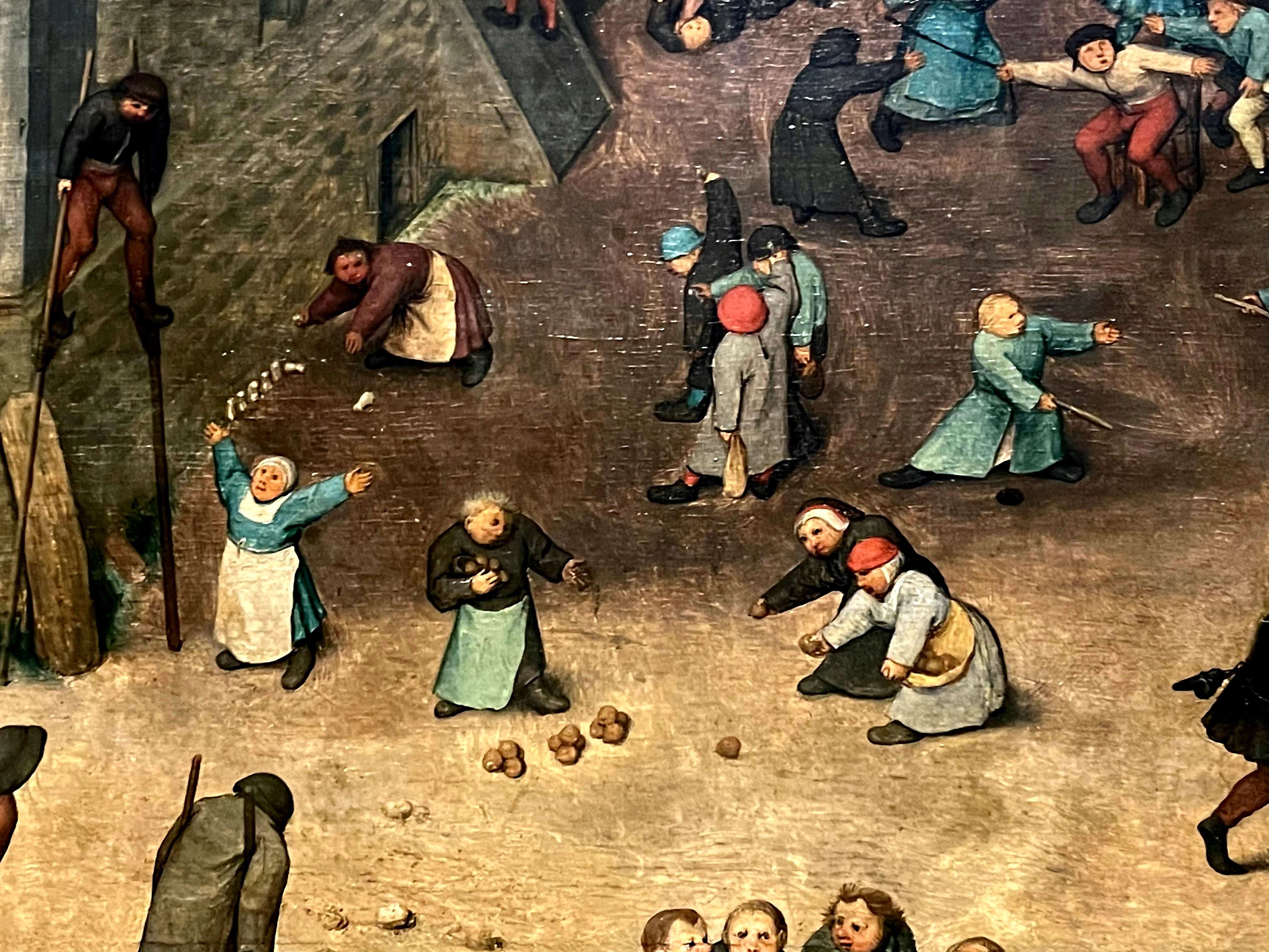 维也纳艺术史博物馆收藏的老彼得·勃鲁盖尔作品《儿童游戏》,展现了