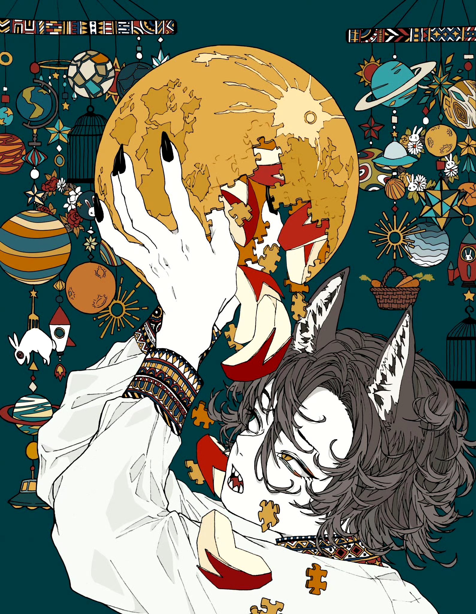 画师画师maguru white绘制的一组动漫角色插画,用流畅的线条勾画出