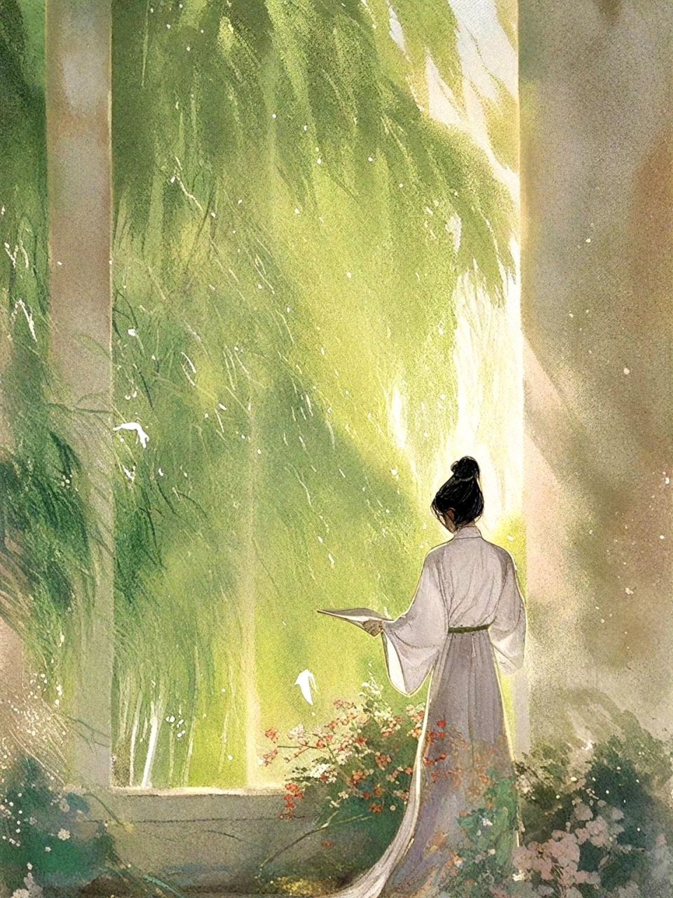 一组古风场景插画欣赏,杨柳堆烟,帘幕无重数