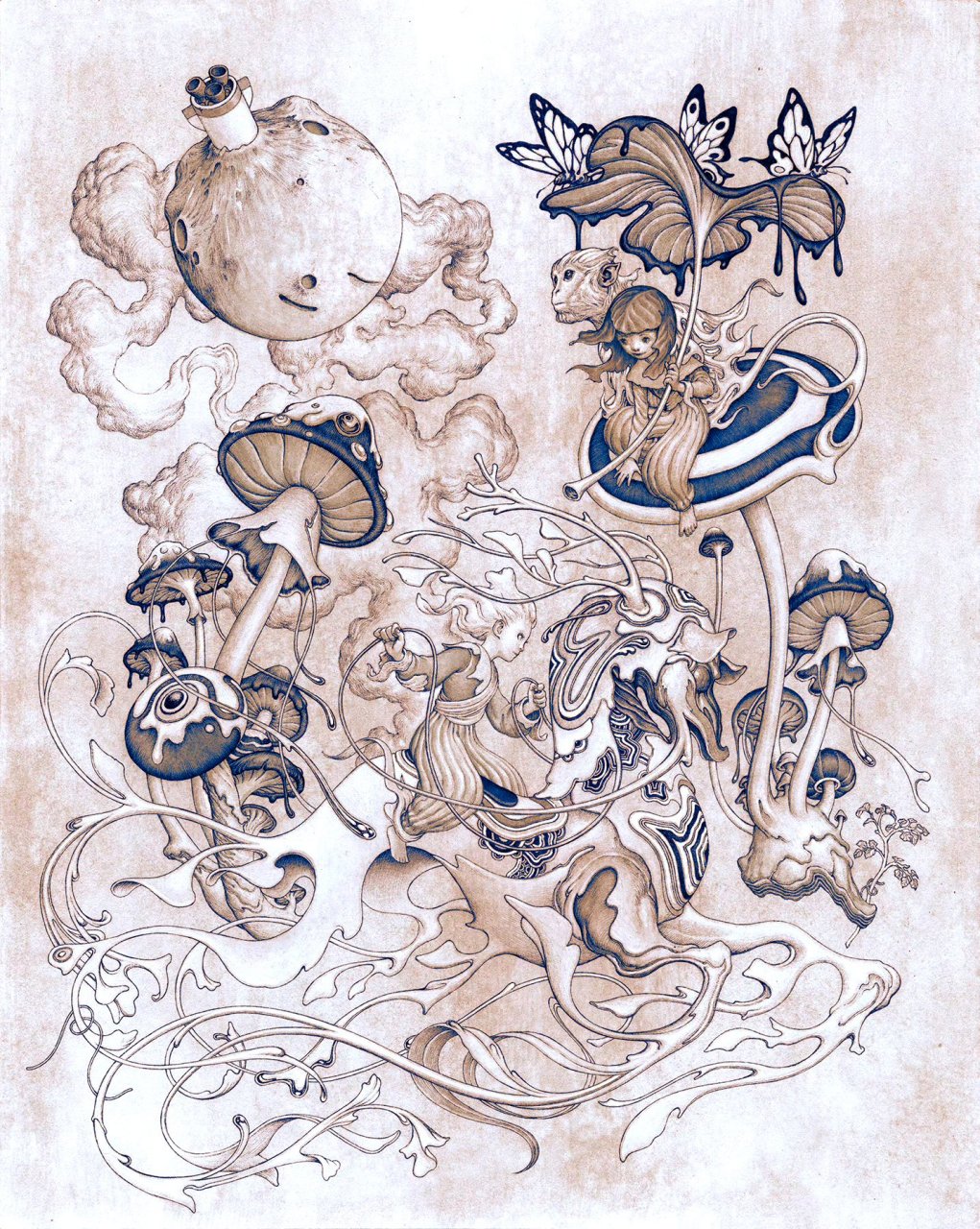 插画师james jean奇幻插画作品欣赏,他融合了当代主题和美学技巧,灵感
