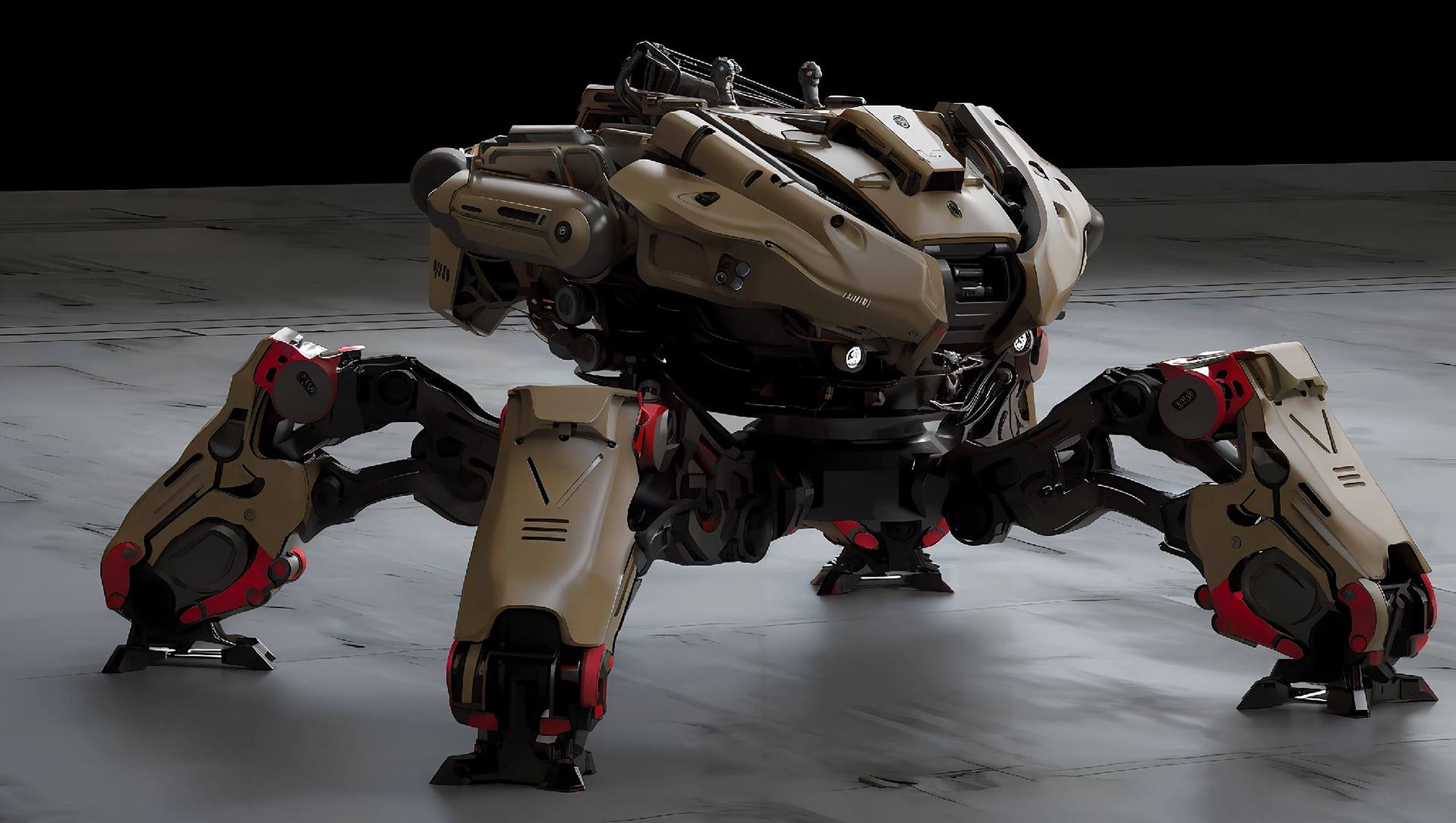 建模欣赏:一组四足机甲建模,采用了蟹型和兽型布局,便于在崎岖地形