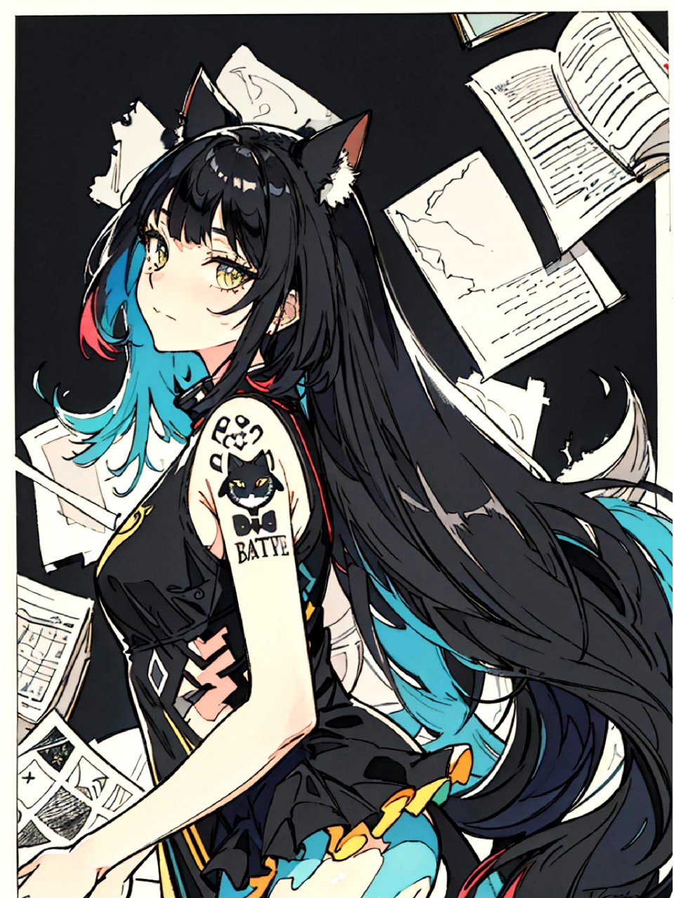 一组ai生成的动漫角色插画作品,名为黑猫少女.#动漫# #插画# #二次元