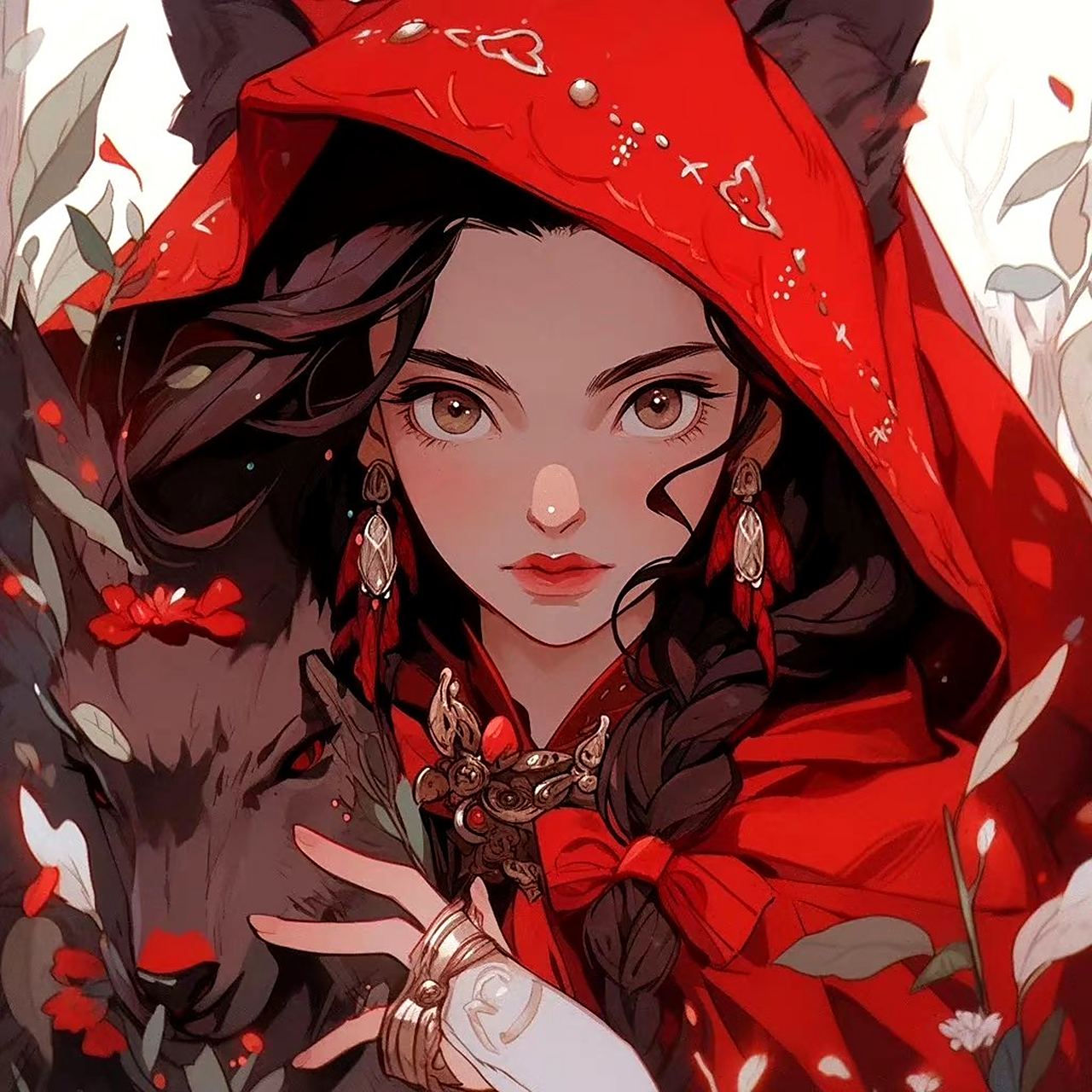 ai生成的一组小红帽的插画作品,用现代的气息重新诠释童话人物.