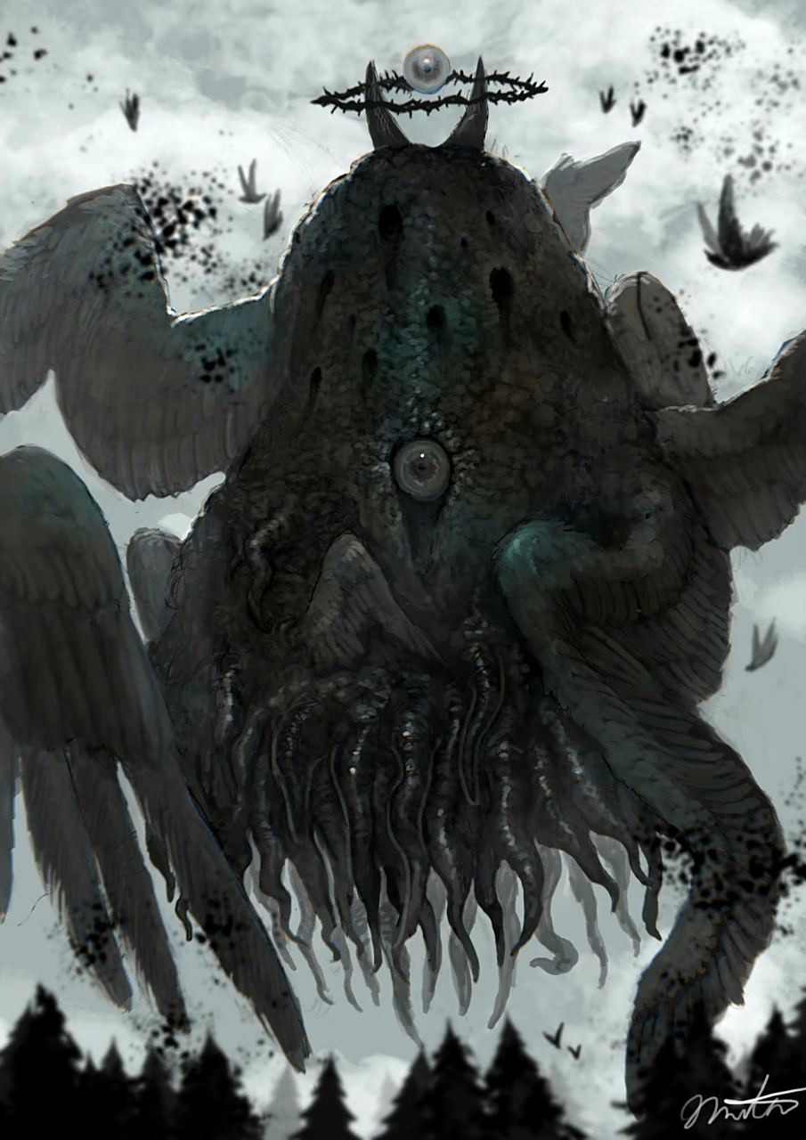 画师 ya zu奇幻生物绘画作品欣赏,描绘了神话传说中的一组怪兽,有