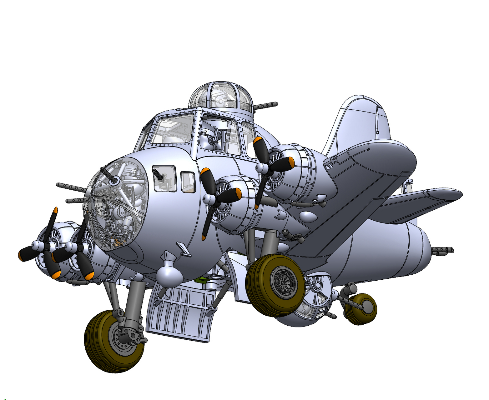 建模欣赏:拓城模型 q版 b-17"空中堡垒"轰炸机,机身内可以放入10个