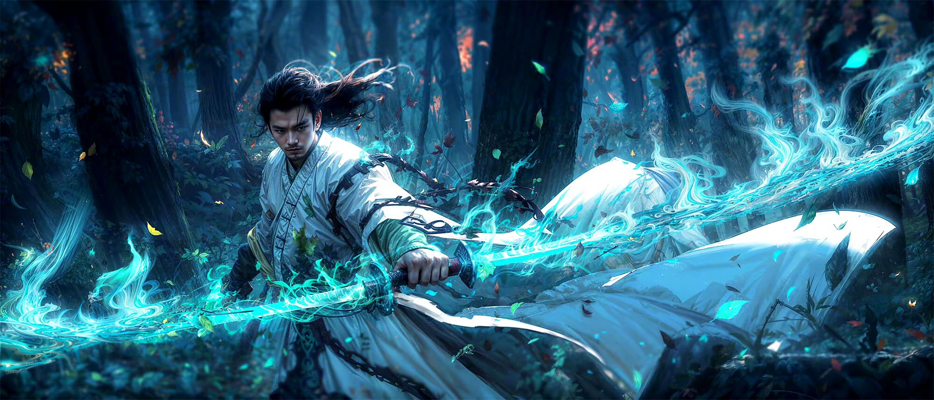 一组ai生成的武侠插画作品,鲜衣怒马,仗剑天涯,by midjourney.