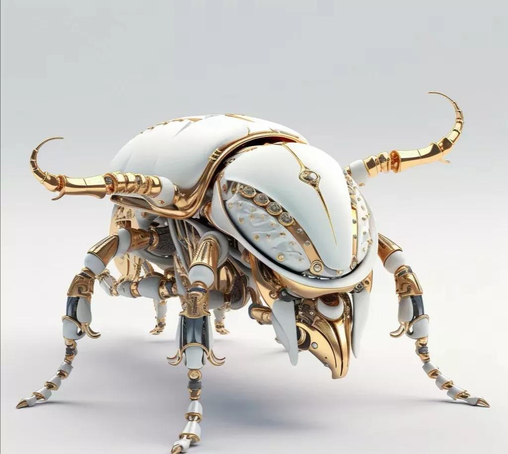 一组ai生成的机械昆虫模型,细节满满,很有质感,by bernard.