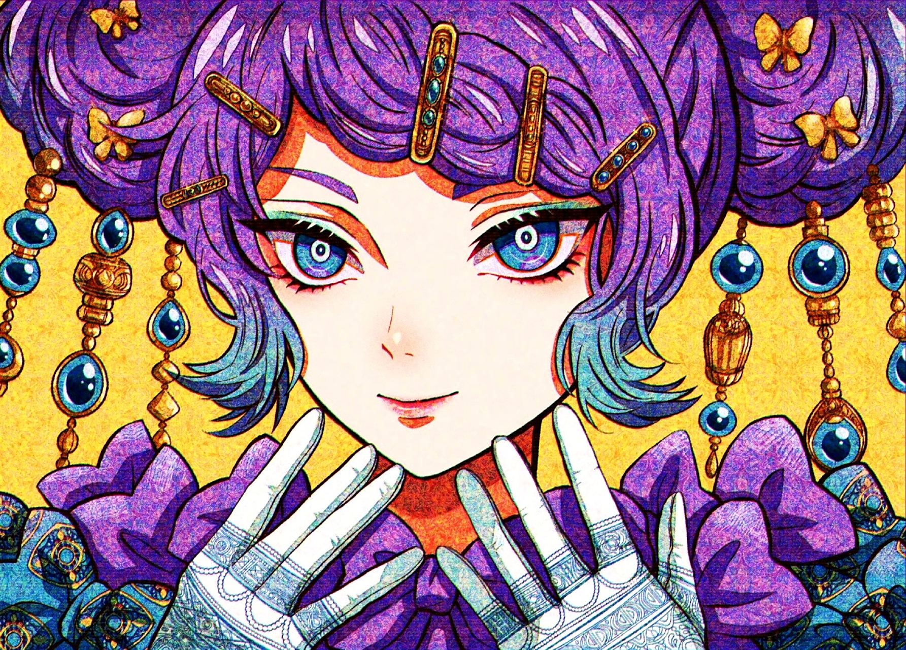 画师灯ぼたん动漫人物插画欣赏,色彩绚丽,人物充满了塔罗卡牌的风格.