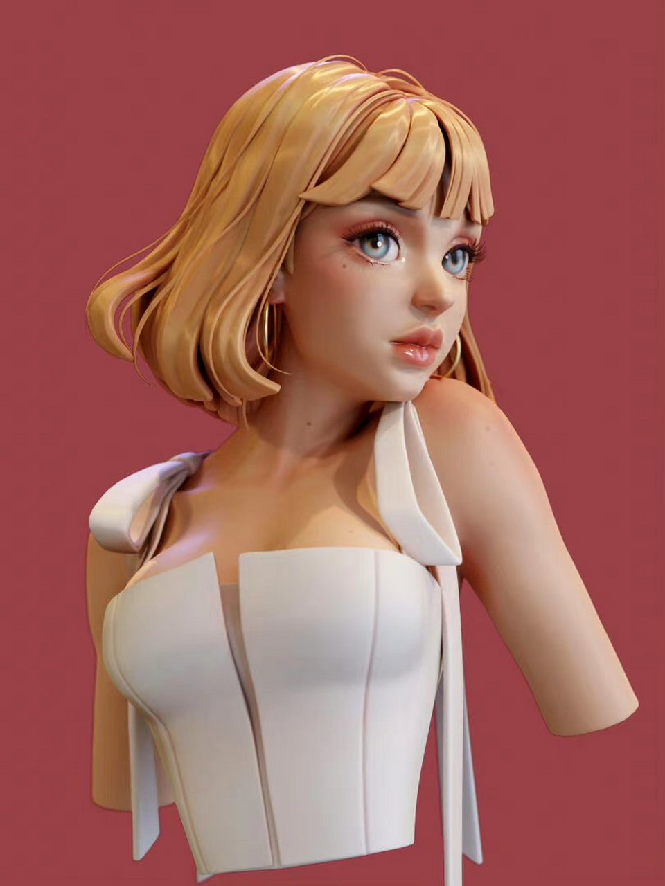 建模欣赏:身穿白色连衣裙的女孩,建模师miss zhuzhu.