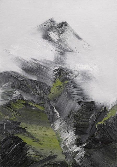 一组立体纹理雪山油画,宛如从画布中突显出来,瑞士艺术家conrad jon