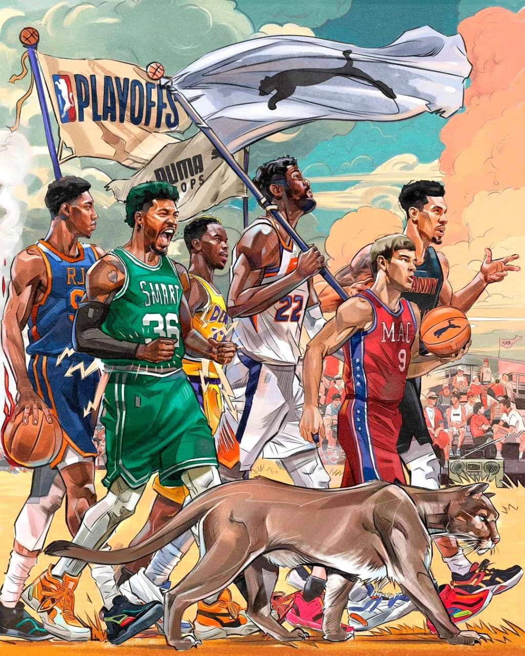 一组nba球星插画欣赏,为他们加上了合适的武器,by galimali.