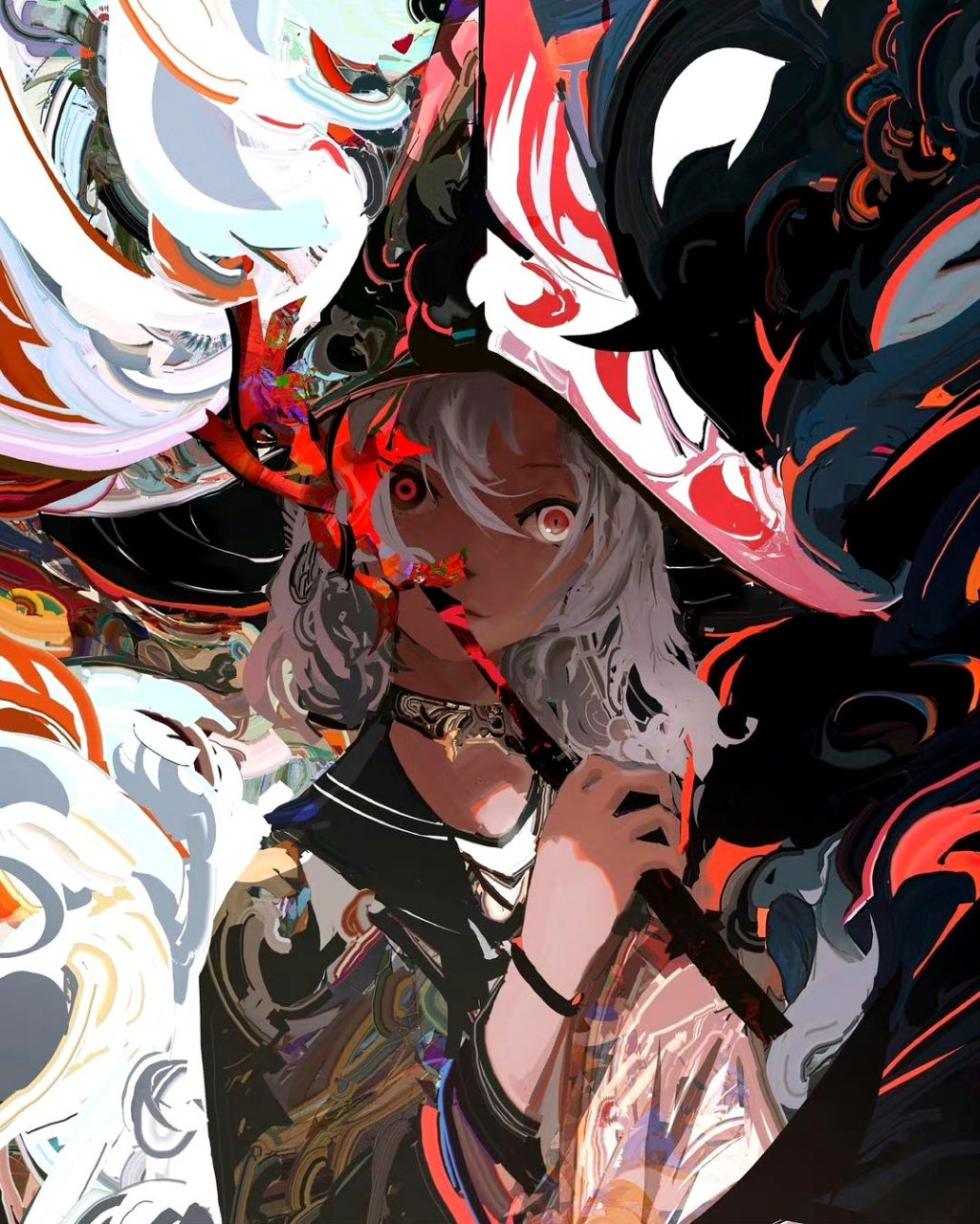 画师pisukev动漫角色插画欣赏,用色华丽,人物表情生动.