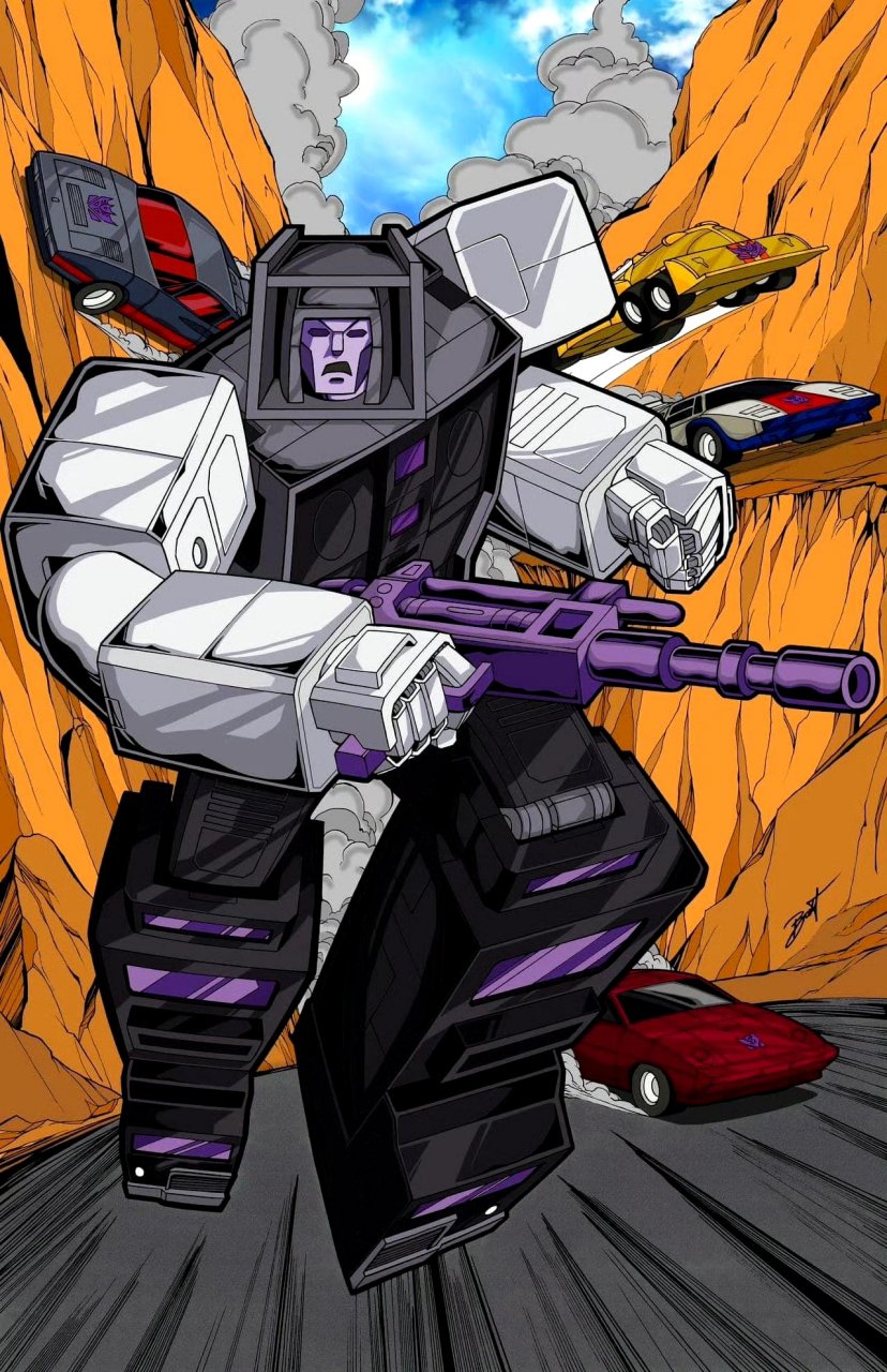 一组十分精彩的变形金刚g1动画角色插画,展现了汽车人和霸天虎的主要