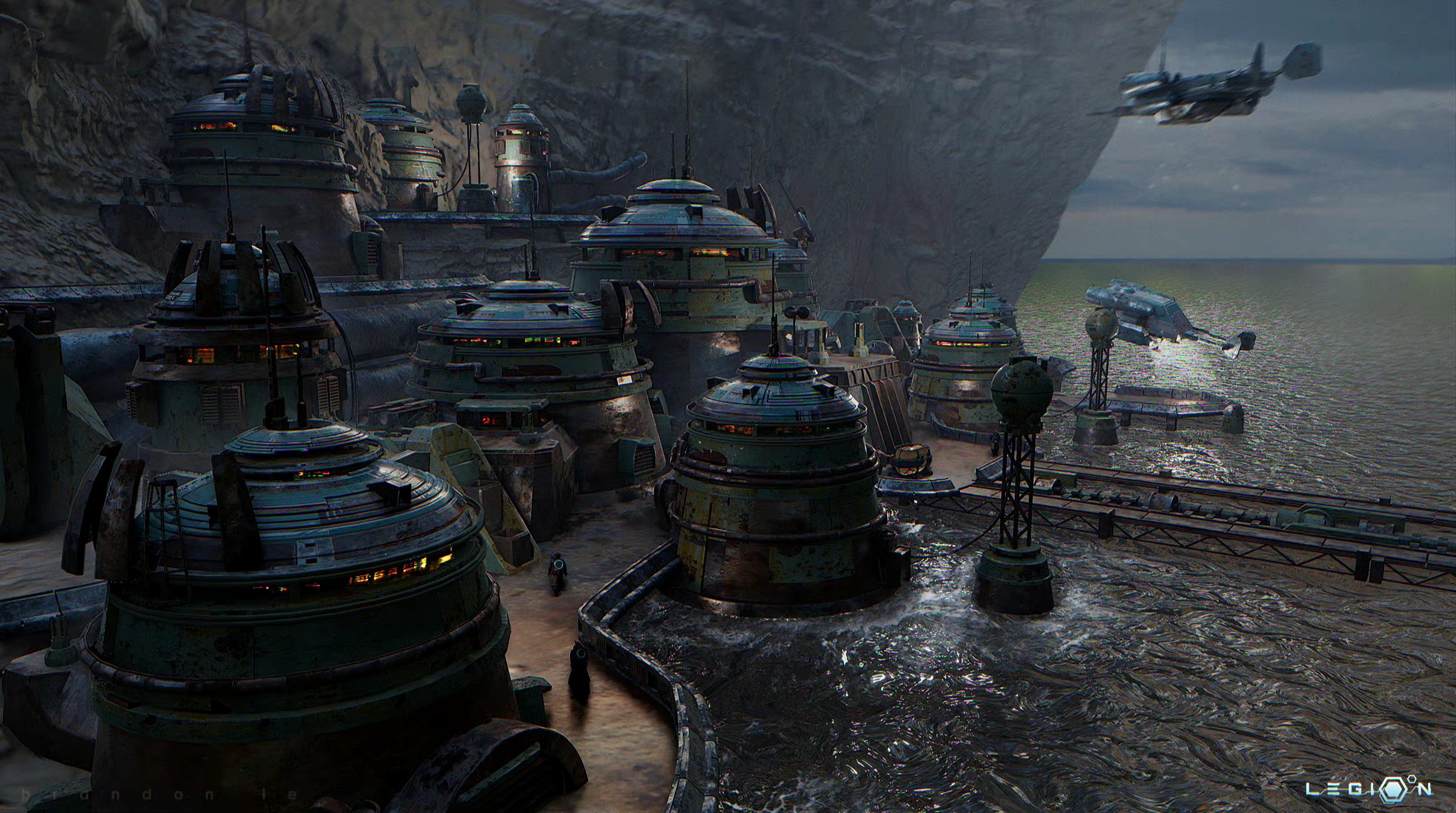 画师brandon le科幻场景作品欣赏,讲述了一个末世水下冒险的故事.