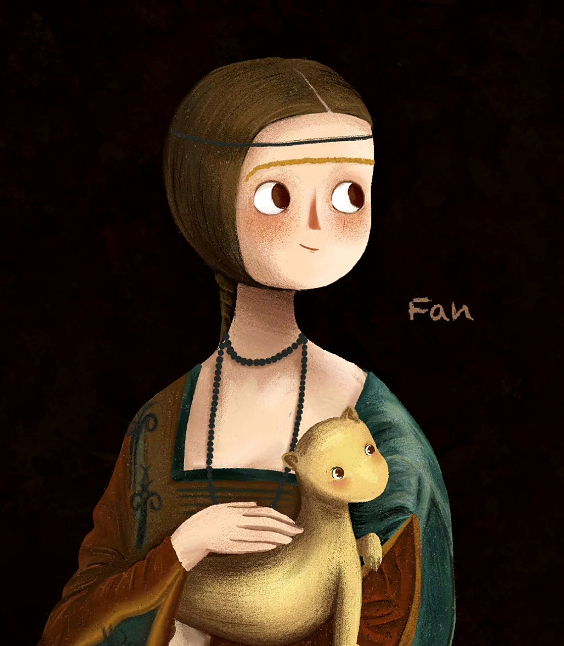 一组可爱风格的世界名画,用二次元的风格再现名作,by fan