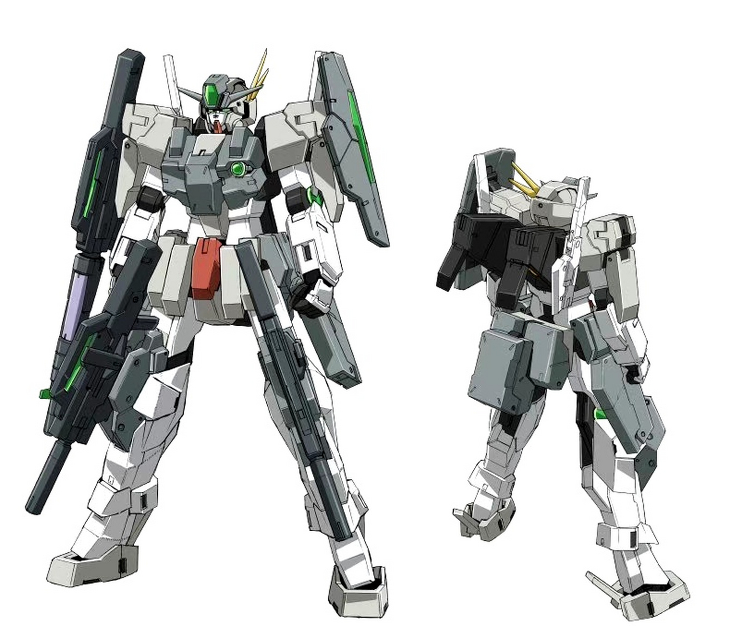 设计师柳濑敬之绘制的力天使高达的设定作品,该机是天人组织的四台