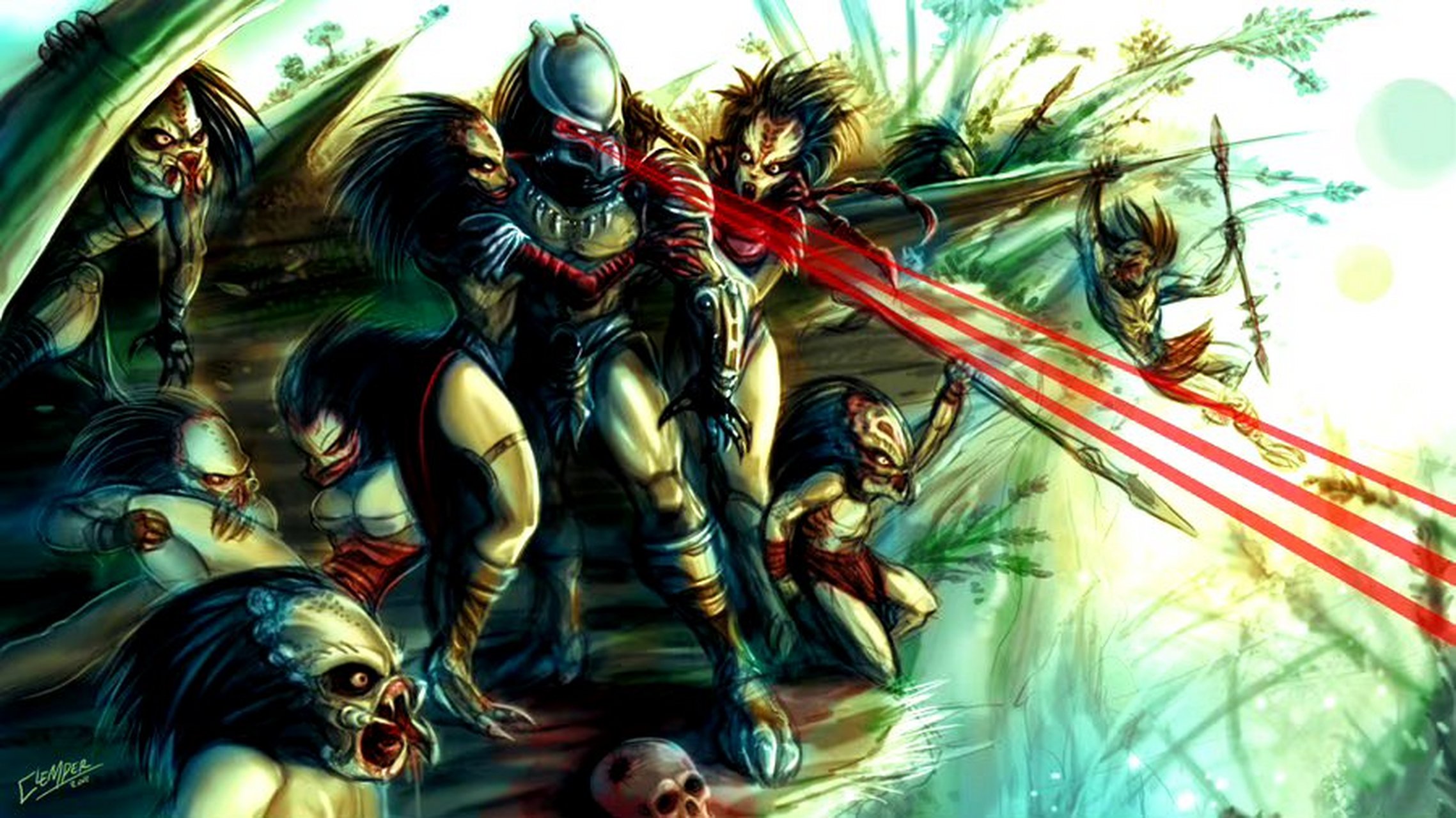 一组铁血战士绘画作品欣赏,展现了其战斗和不同种族的外貌,by  mario