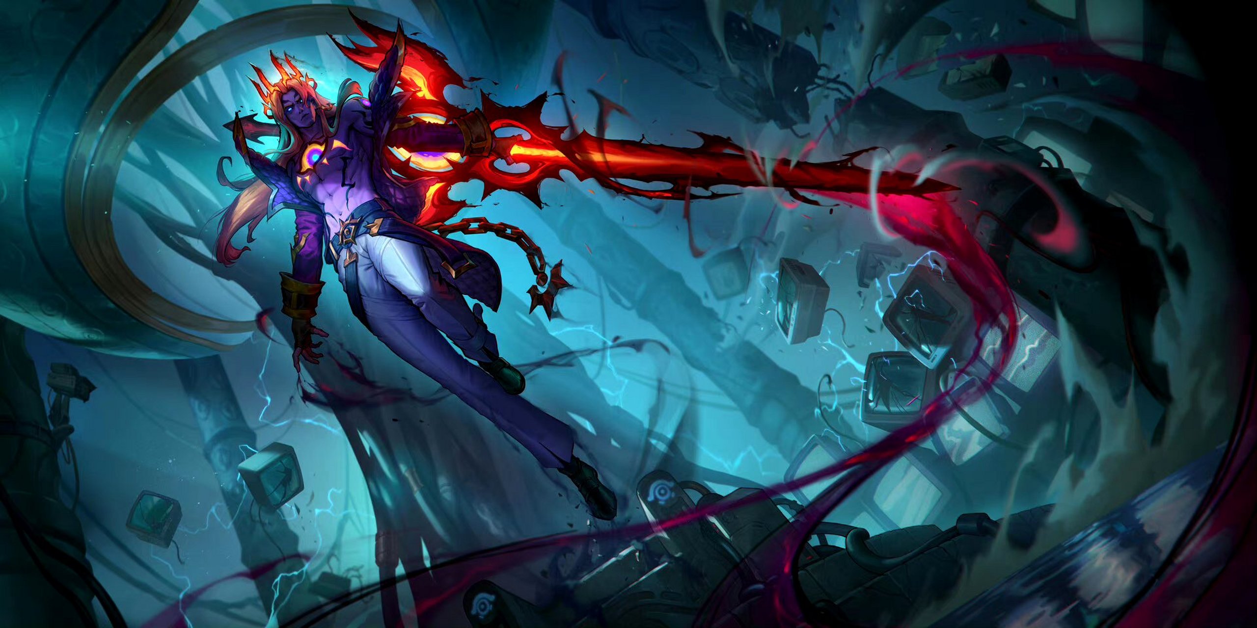 画师park jun seong英雄联盟题材插画欣赏,展现了角色战斗的场景,张力