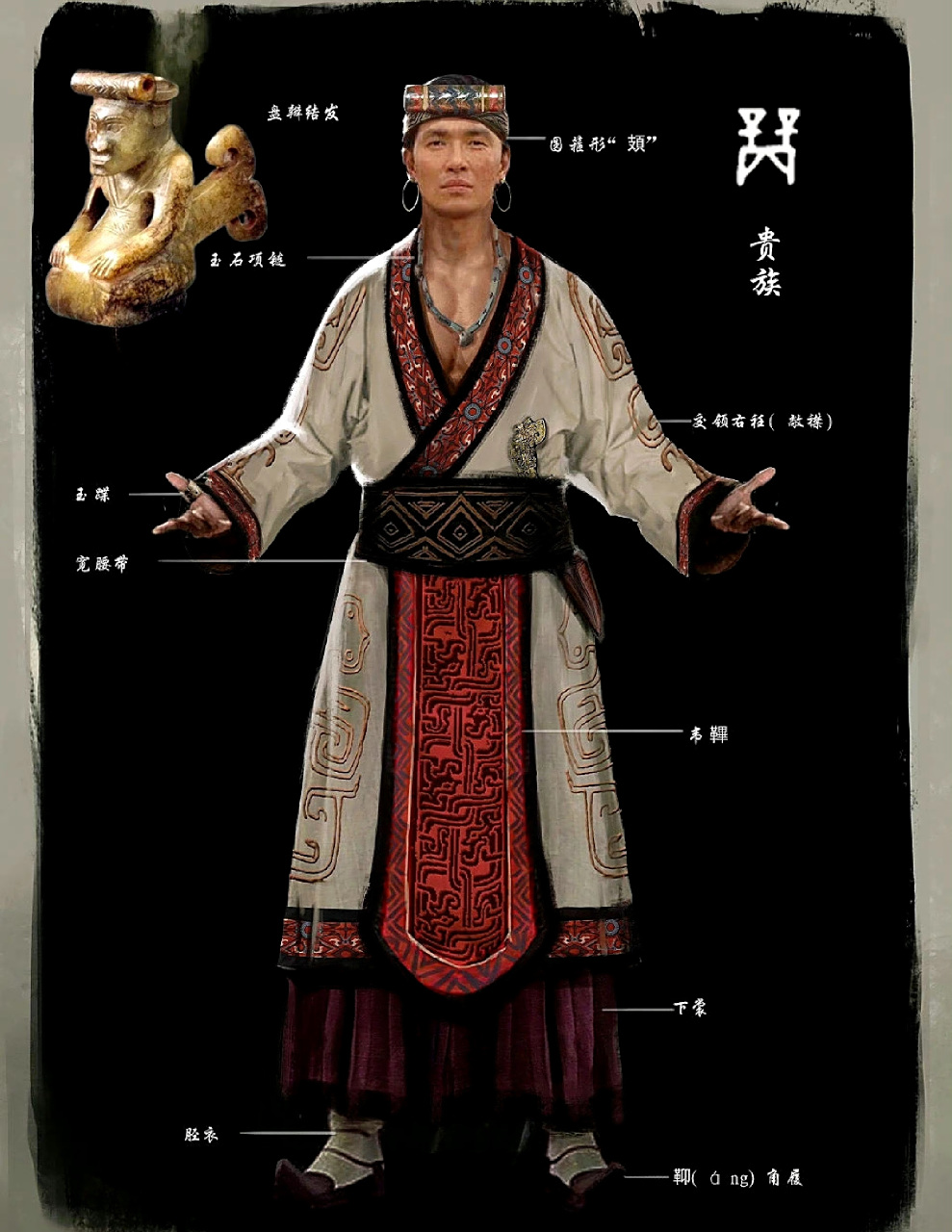 一组根据文物复原的我国商代人物服饰插画,感觉有几张还是很时尚的,by