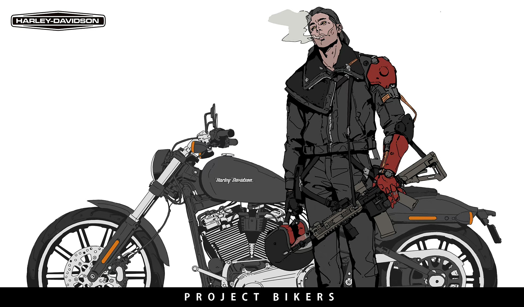 一组机车骑士插画作品,角色是我们熟悉的人物,与机车搭配十分到位,by