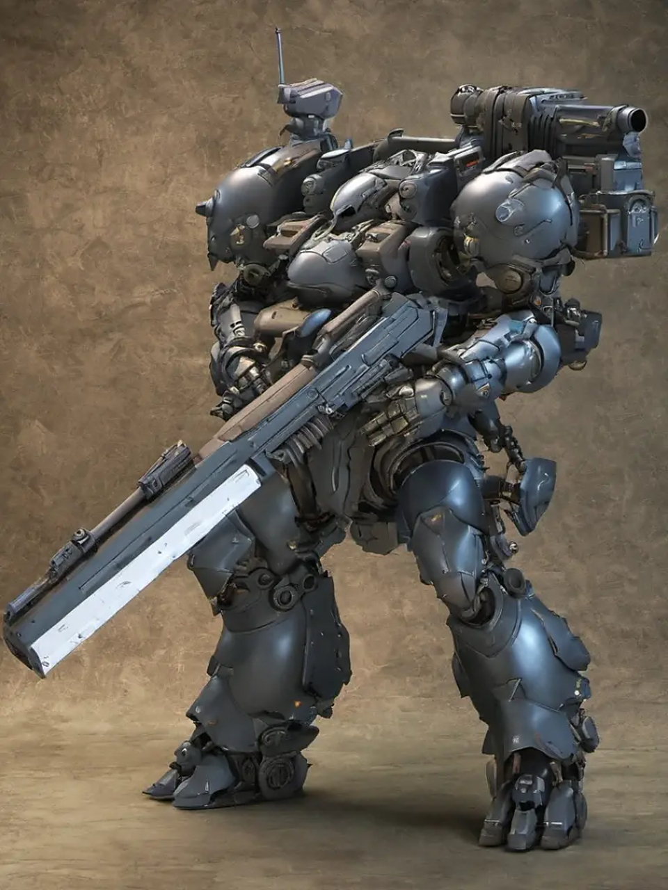 建模欣赏:一组机甲作品建模,设计为人形机甲,装甲厚重,体型健硕,可以