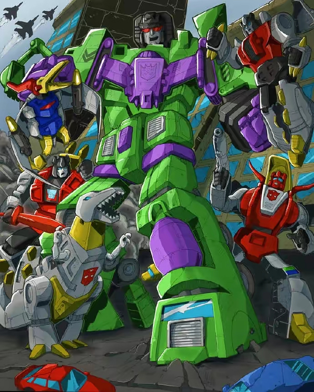 一组变形金刚角色插画欣赏,战斗中的组合金刚.