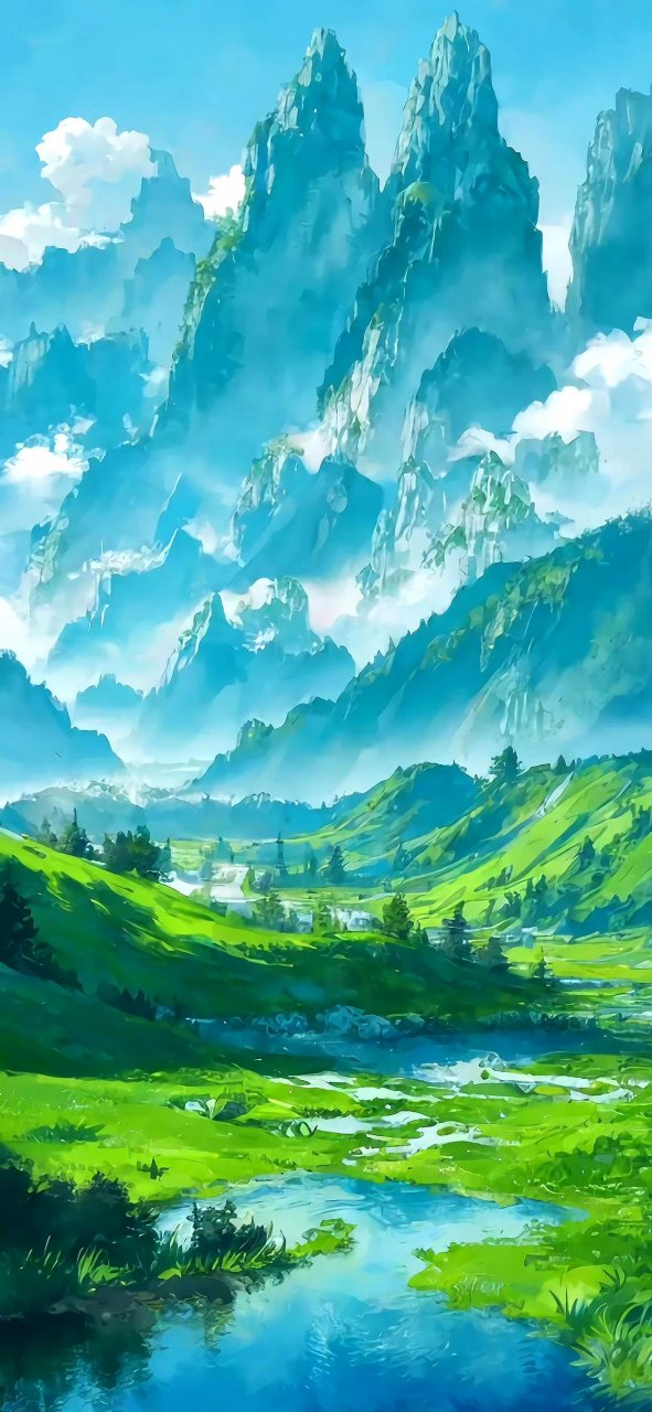 一组ai生成的风景插画欣赏,展现了美轮美奂的景色,by midjourney.