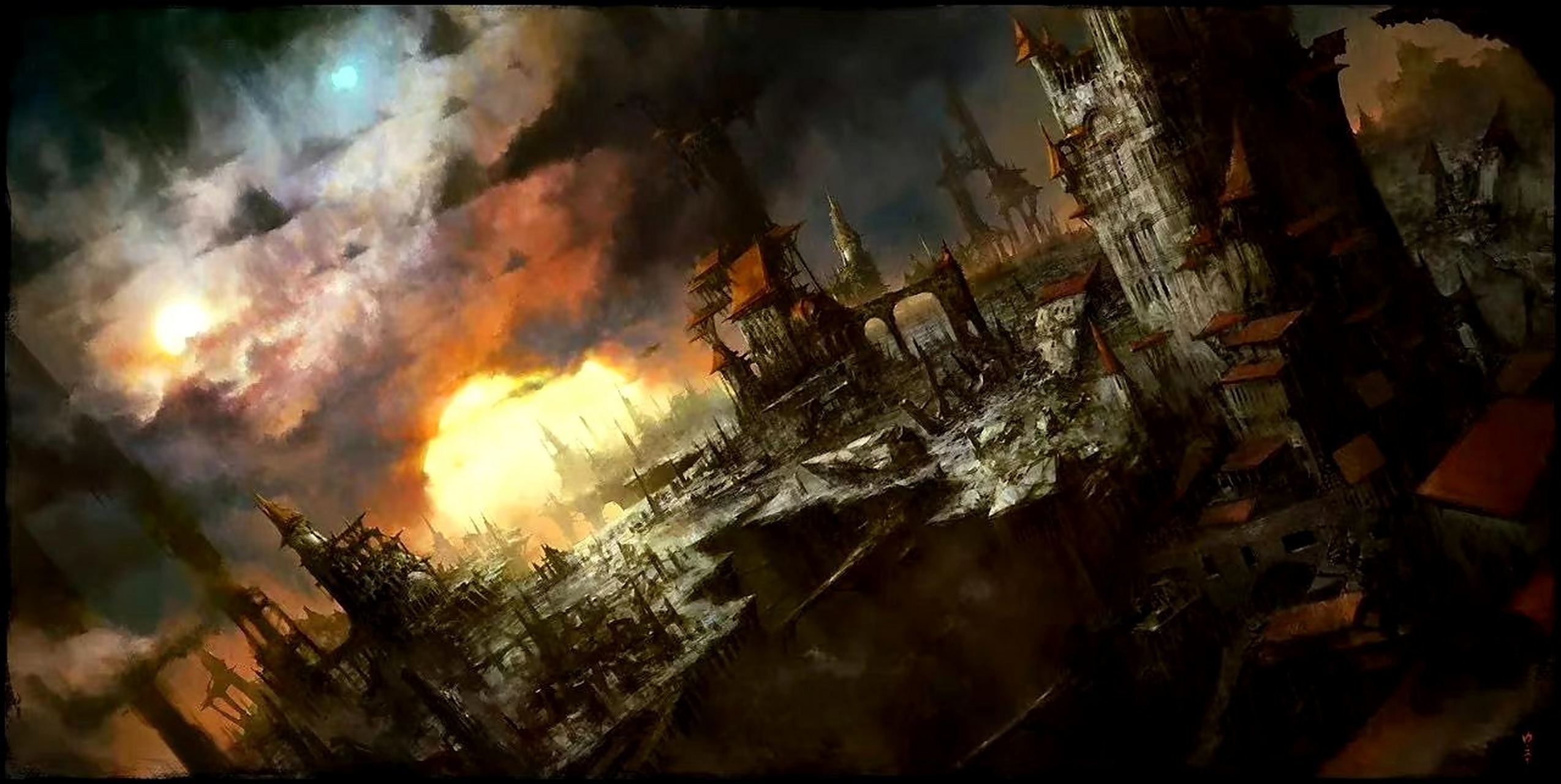 画师chris cold概念场景作品欣赏,用绚丽的色彩描绘了壮观的景象.