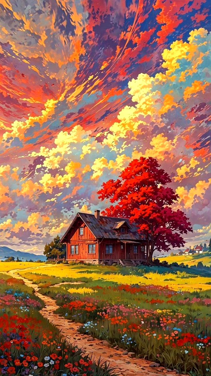 用二次元风格描绘了不同时空和地域的景色,画面色彩缤纷而梦幻