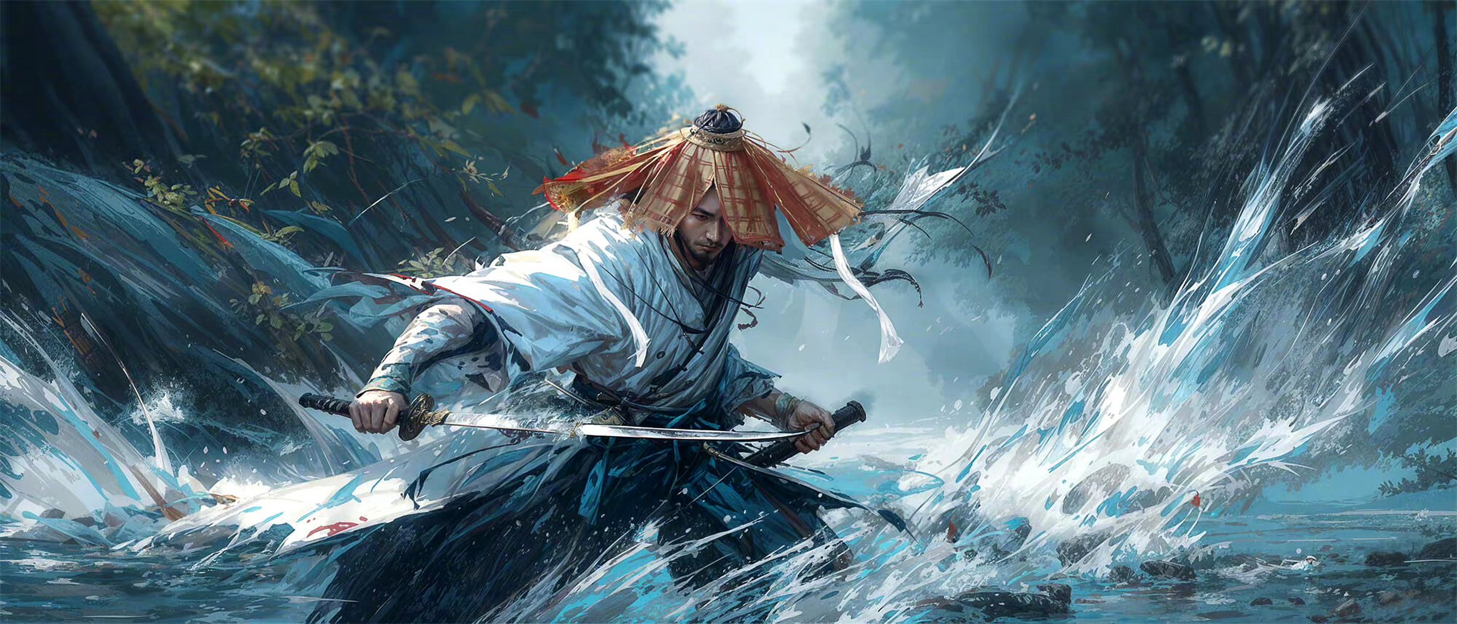 一组ai生成的武侠插画作品,鲜衣怒马,仗剑天涯,by midjourney.