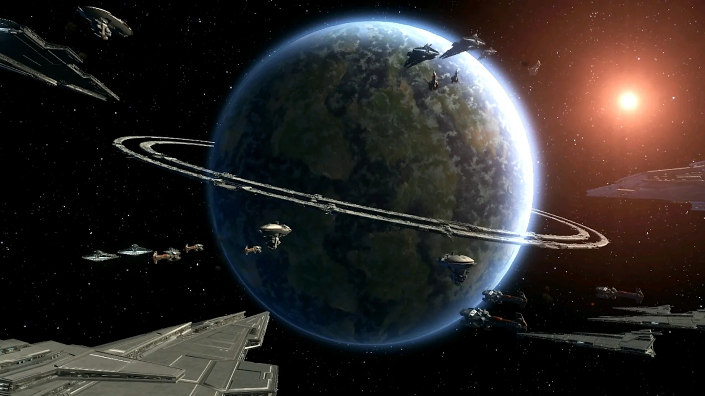 一组星球大战场景作品欣赏,展现了义军与帝国在太空进行的战斗.