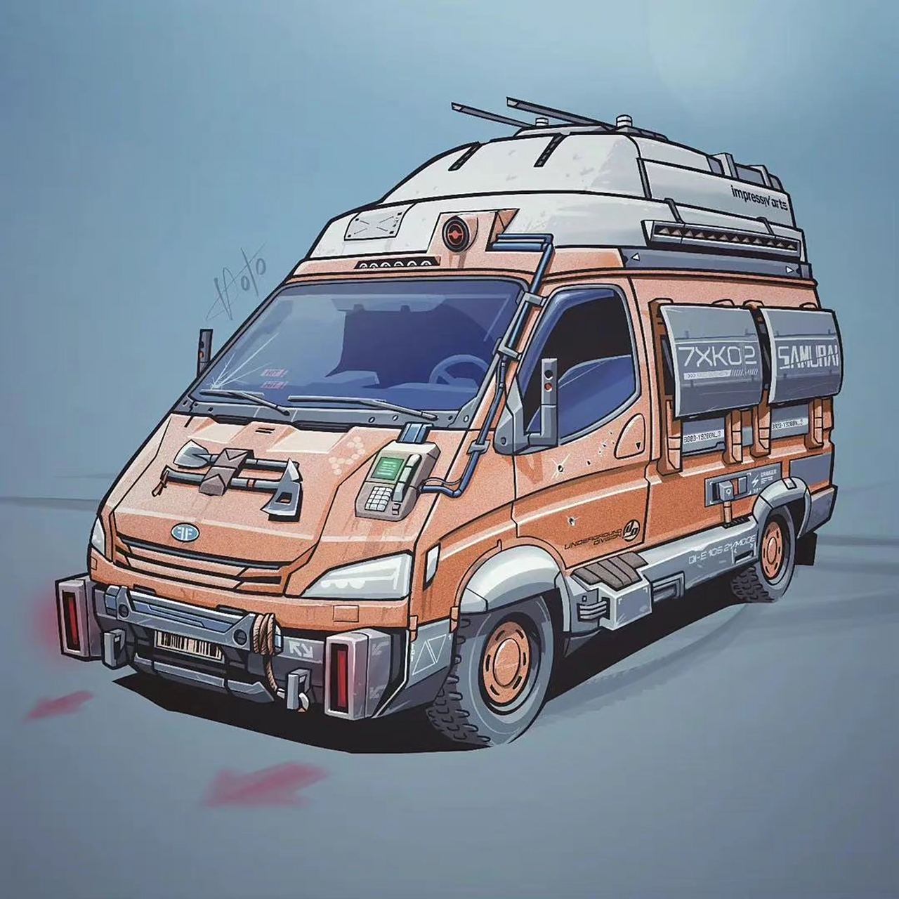 改装汽车插画分享(via catalin art).#动漫# #插画# #汽车