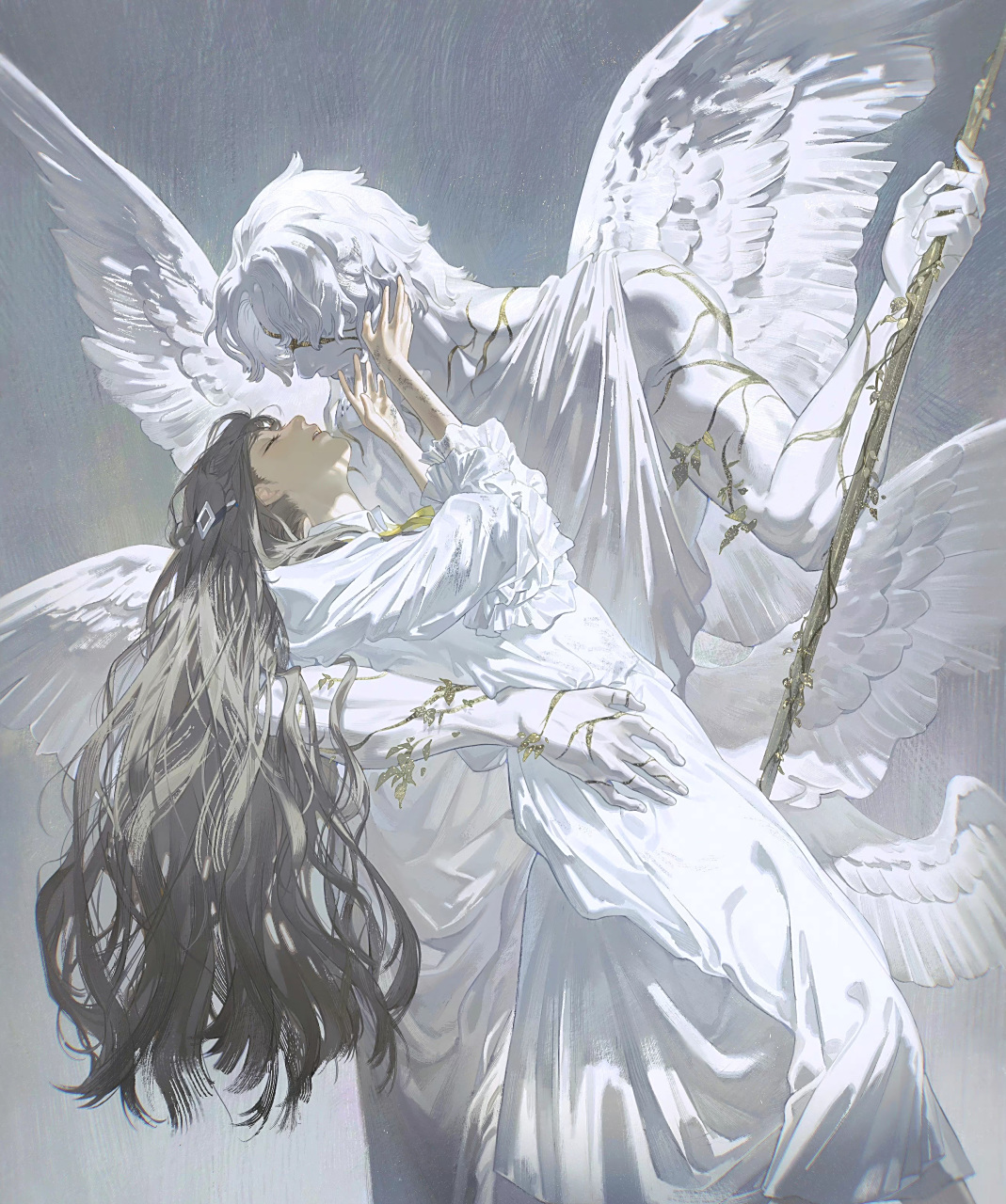 一组风格华丽的动漫角色插画欣赏,人物服饰,光影刻画十分精致,by 旳.