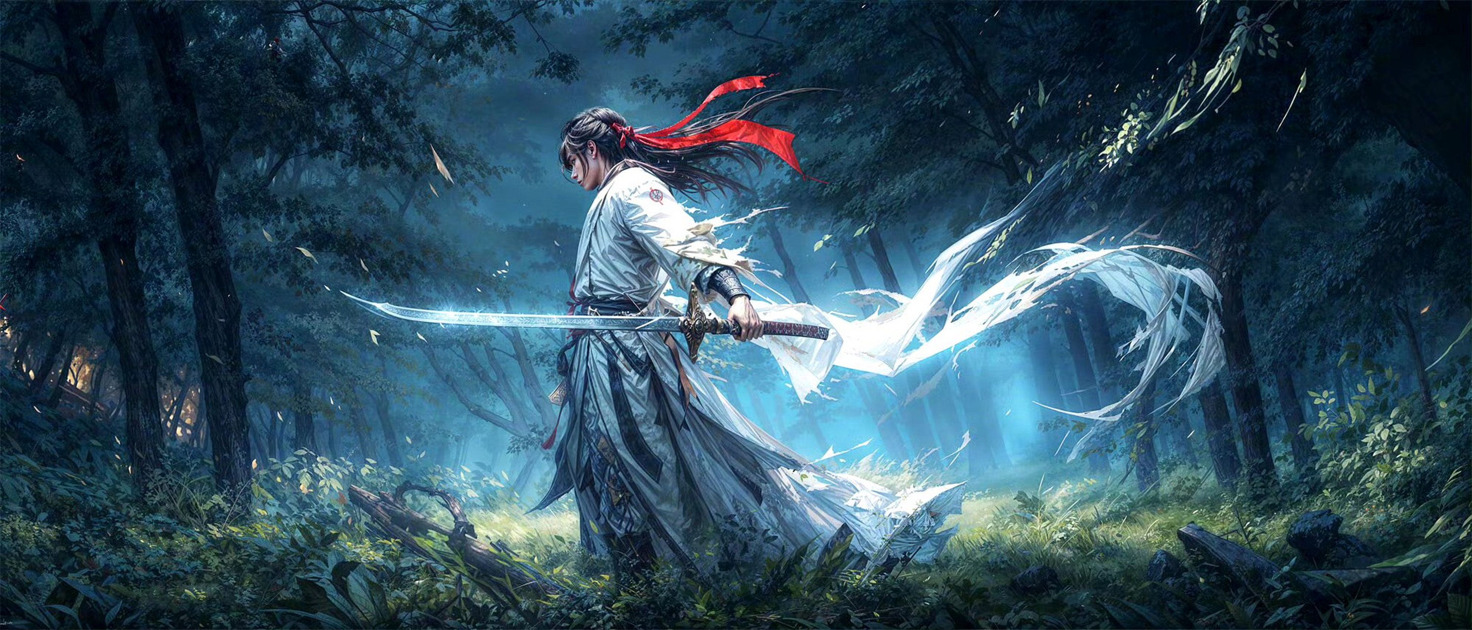 一组ai生成的武侠插画作品,鲜衣怒马,仗剑天涯,by midjourney.