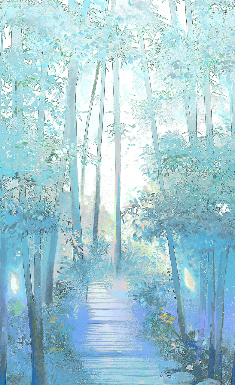 一组古风人物风景插画,充满了国画的各种元素,by 肥右嘟嘟.