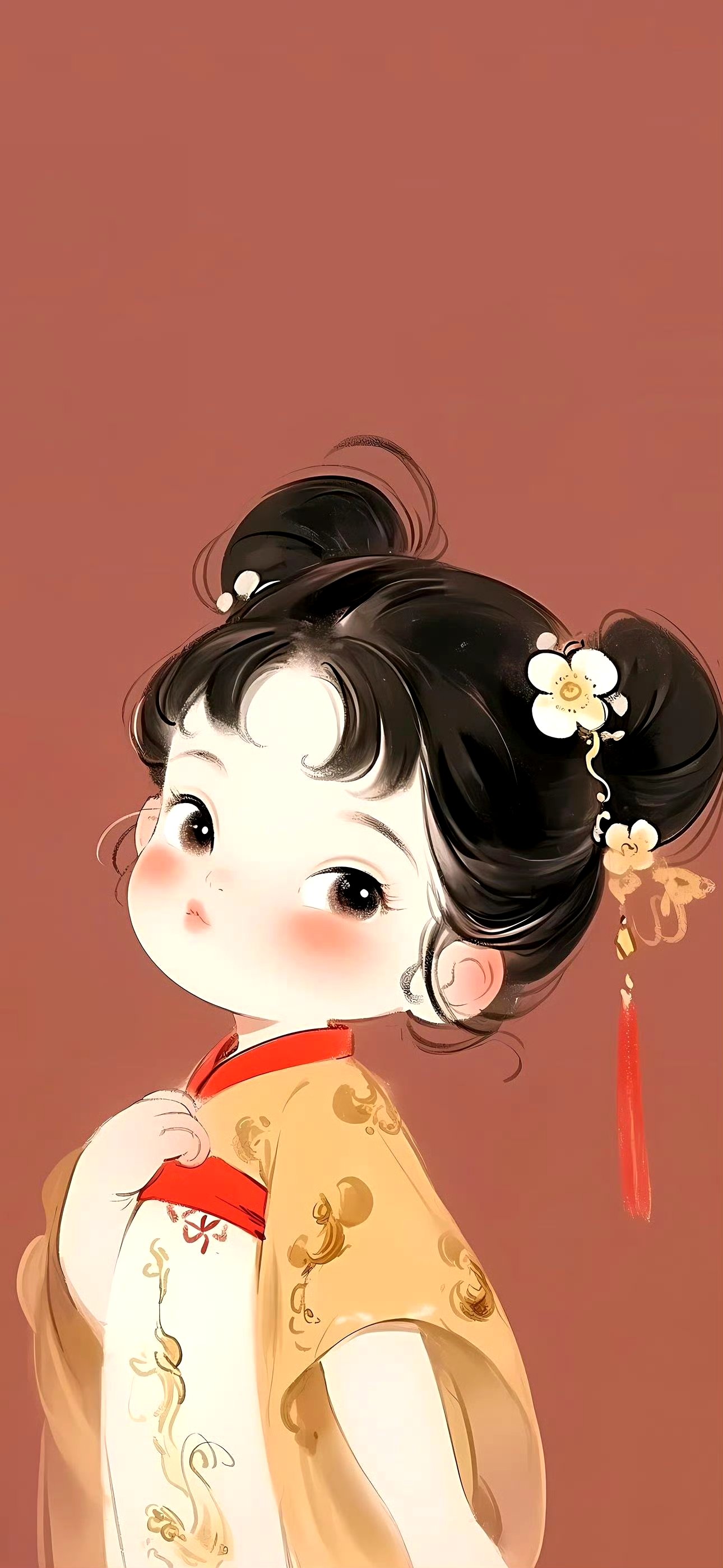 分享一组ai生成的古风人物插画作品,用q版造型描绘了可爱的少女形象