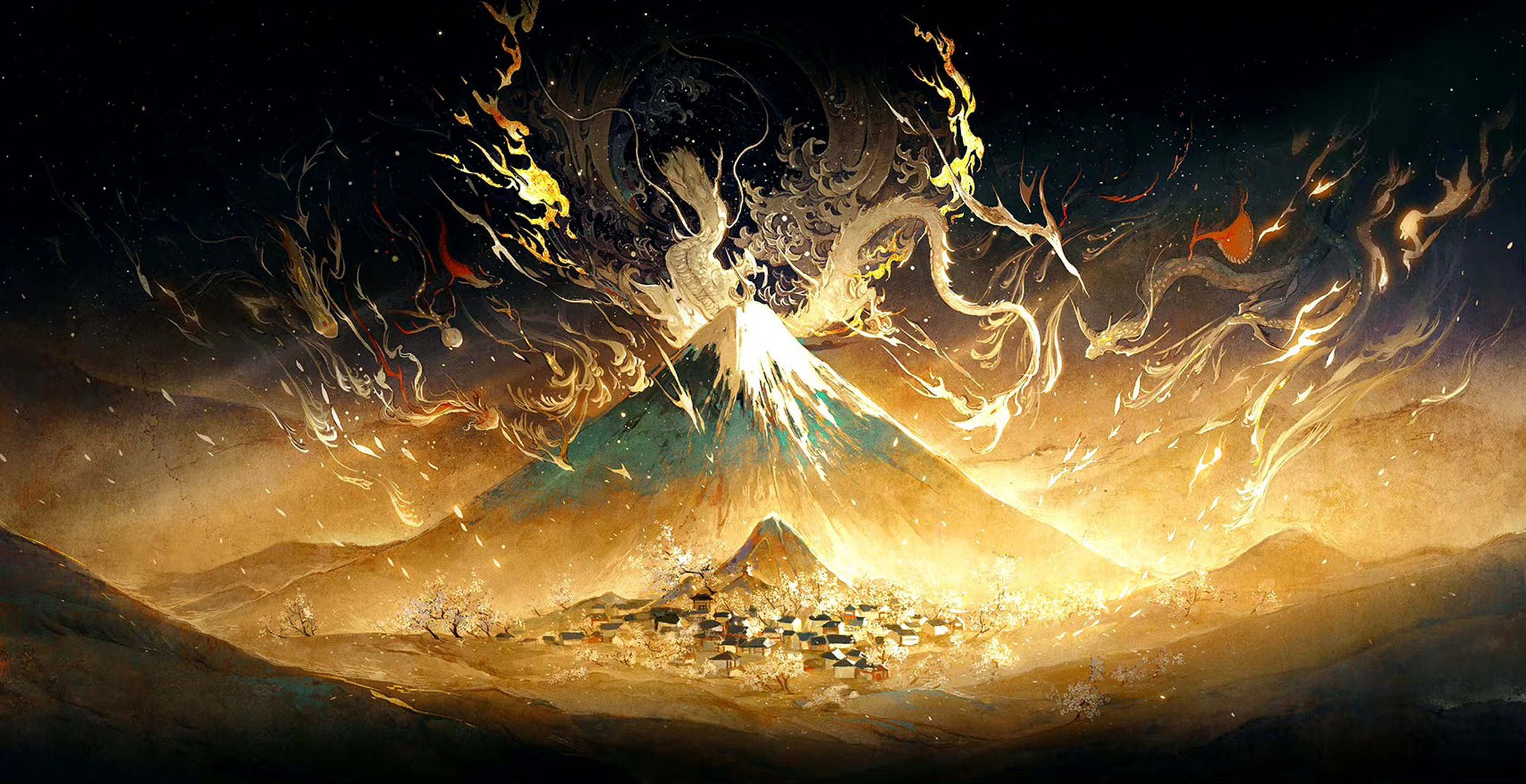 一组光影梦幻的奇幻场景插画欣赏,描绘了动人的奇幻故事,by 離城城城.