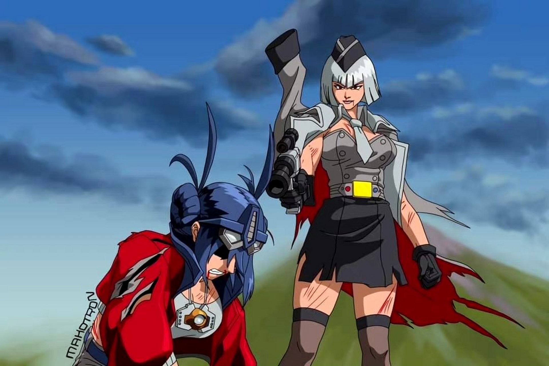 画师makotron创作的拟人版变形金刚大电影,展现了擎天柱与威震天的