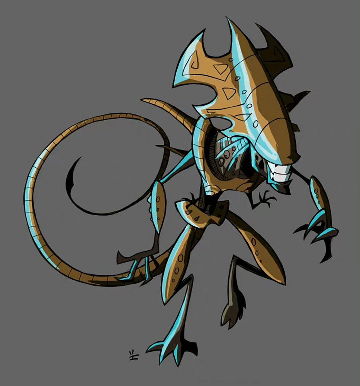 一组动画风格《异形》系列插画作品,有美漫的影子,使得异形不再可怕.